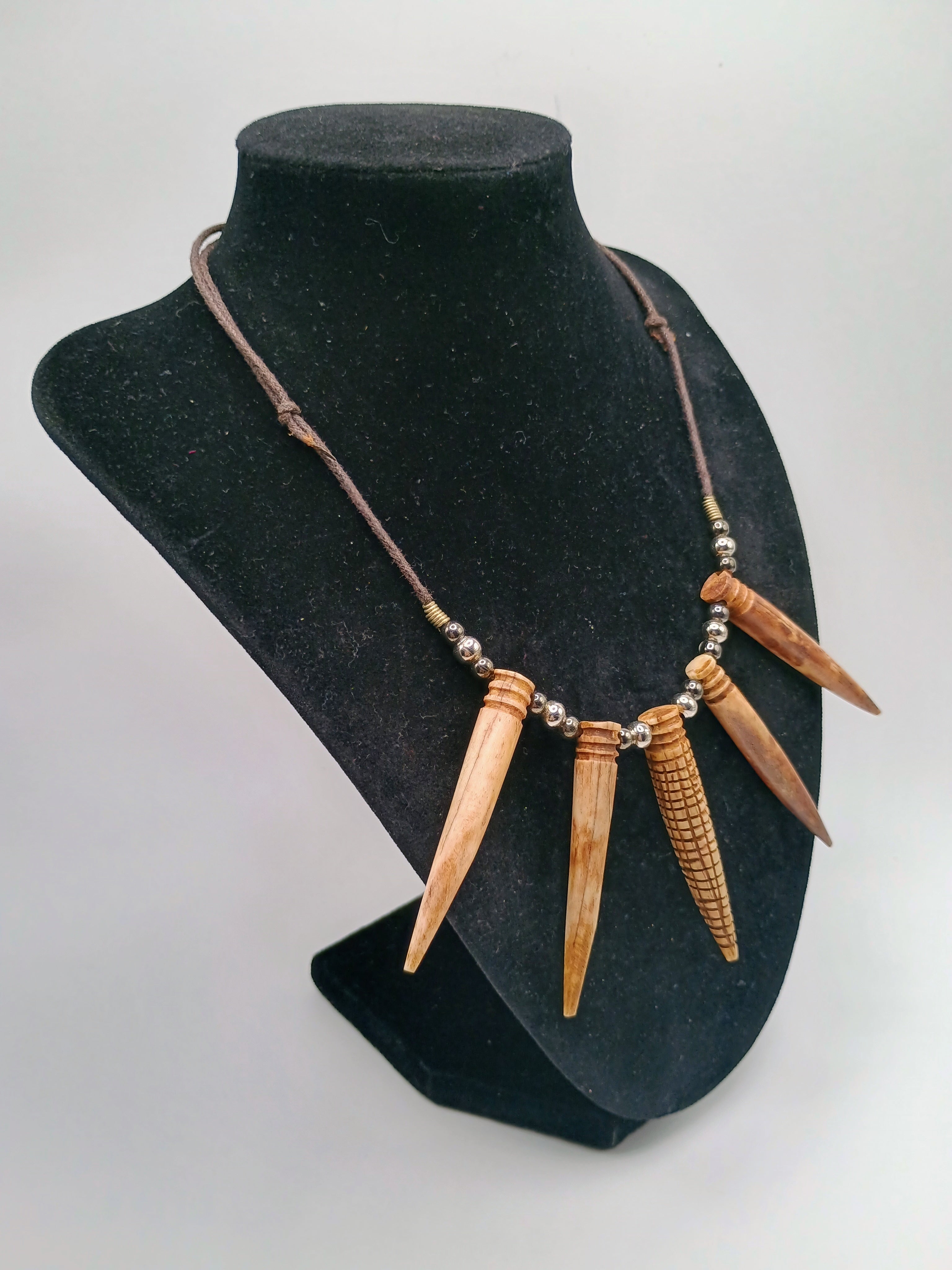 Handmade Necklace with Sea Lion Bones, Woven Macrame