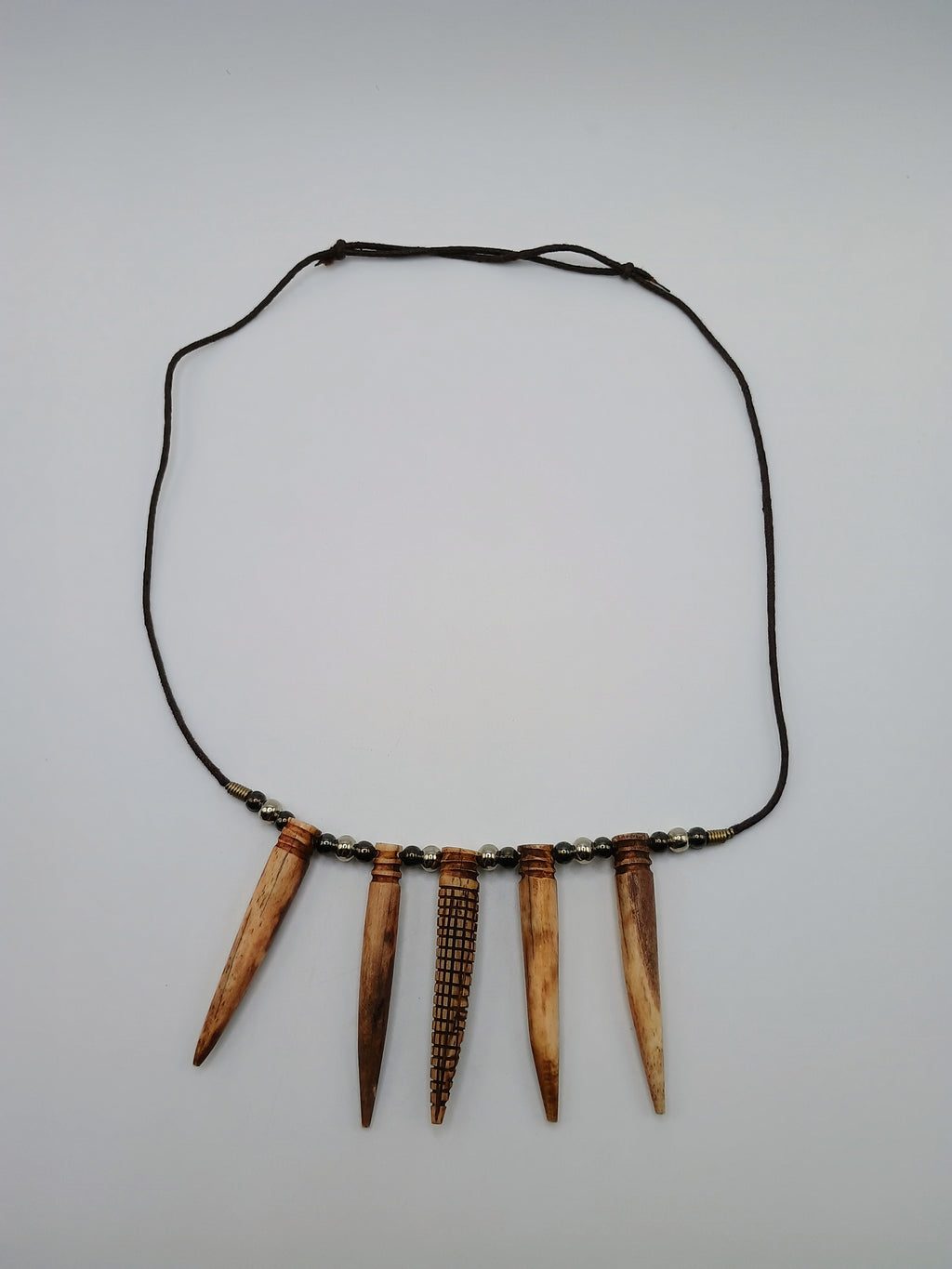 Handmade Necklace with Sea Lion Bones, Woven Macrame