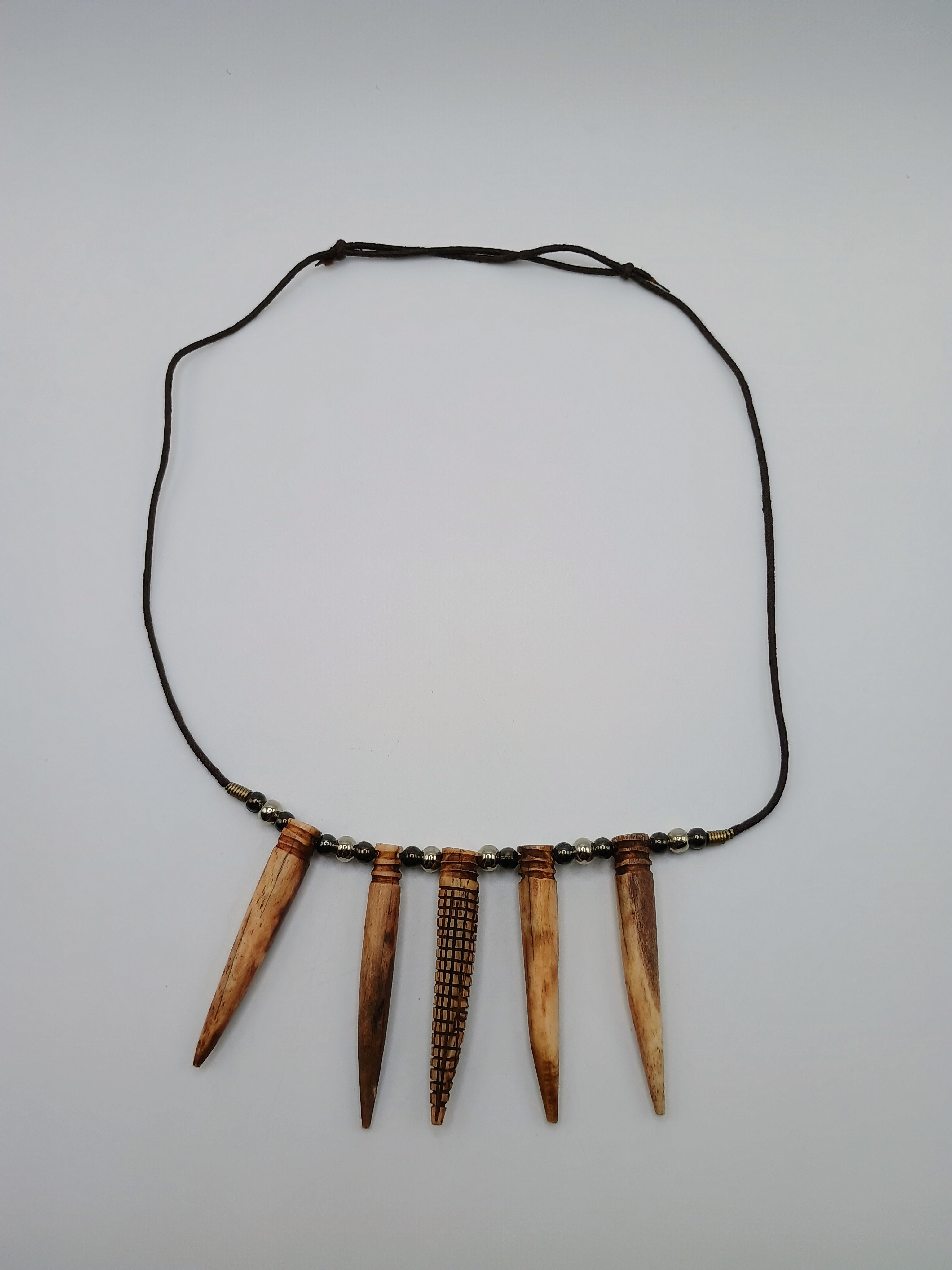 Handmade Necklace with Sea Lion Bones, Woven Macrame
