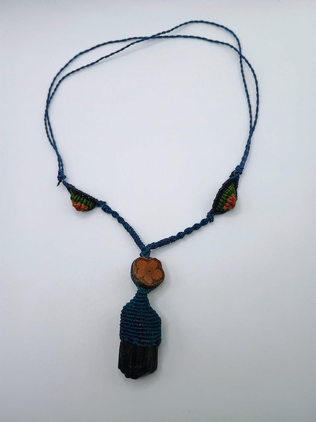 Black Onyx Macrame Necklace Handmade Natural Protective Stone Amulet of Strength