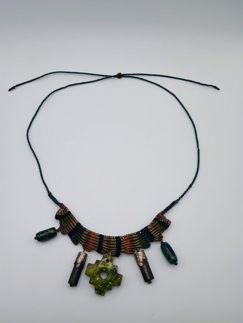 Handmade Macrame Necklace Chakana Inca Serpentine Chakana Inca