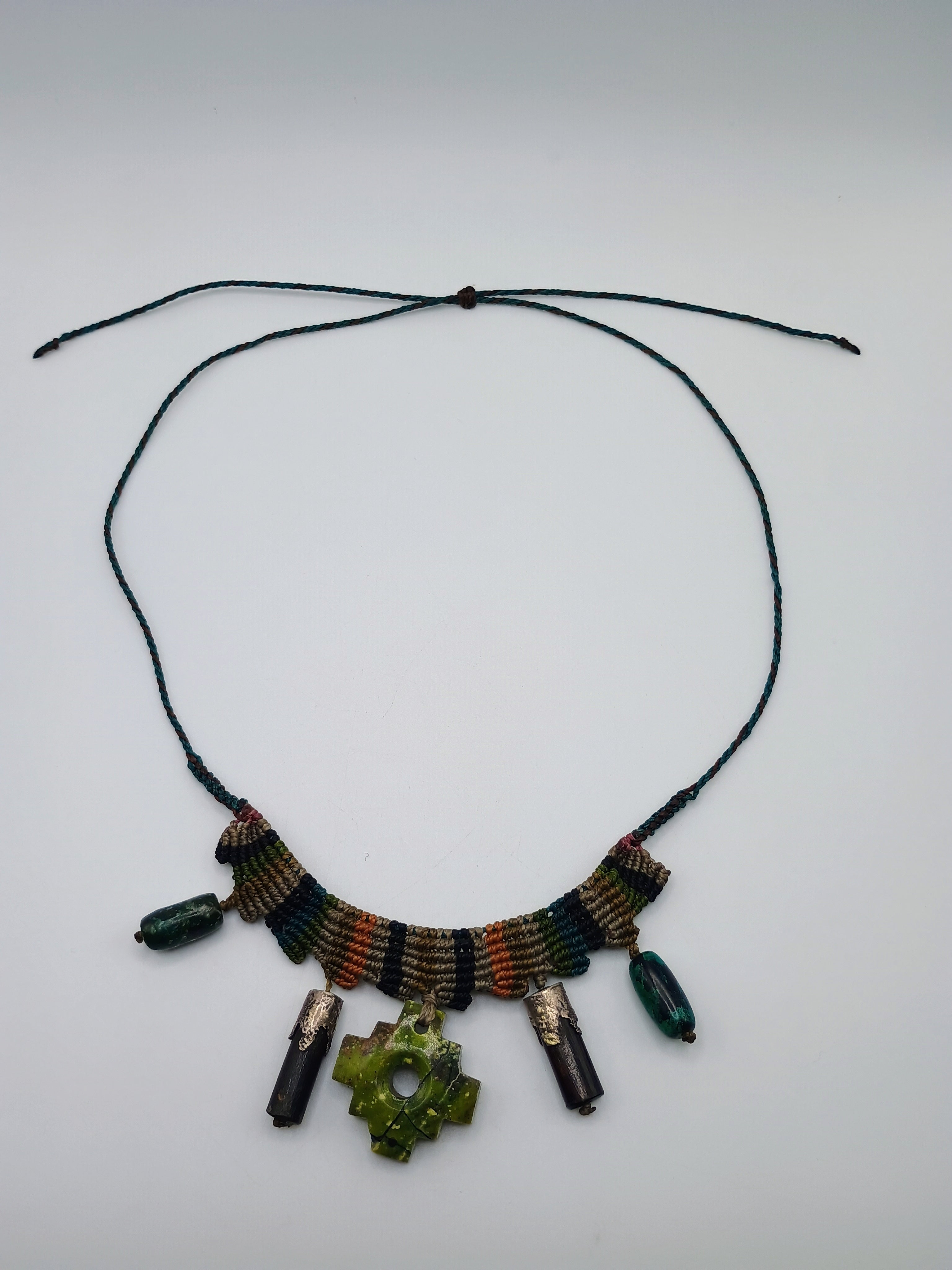 Handmade Macrame Necklace Chakana Inca Serpentine Chakana Inca