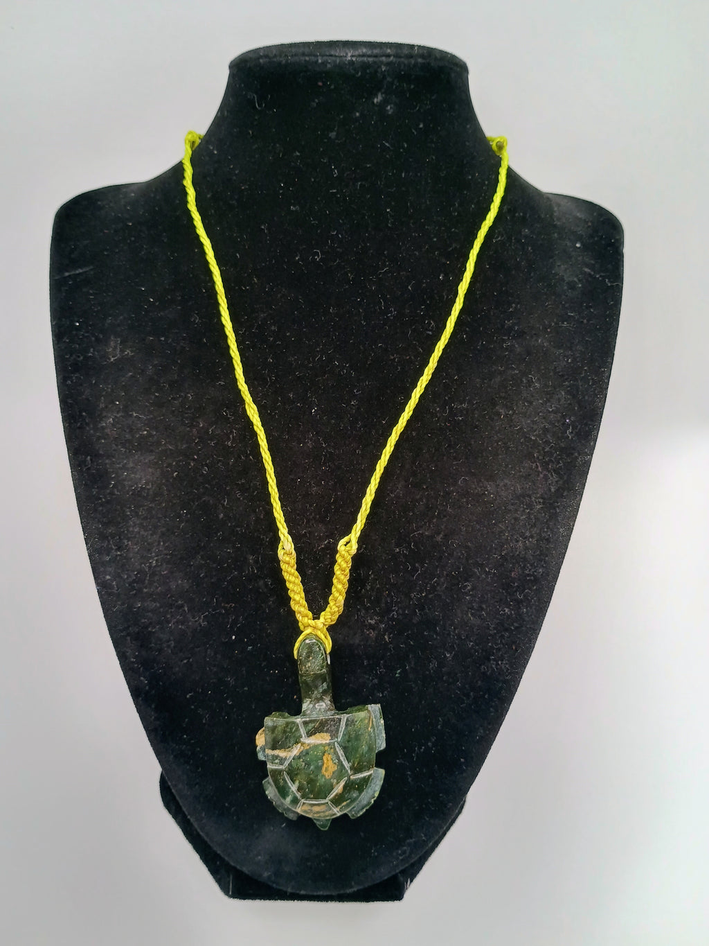 Turtle Necklace with Natural Serpentine Stone, Handwoven Macrame Spiritual Amulet