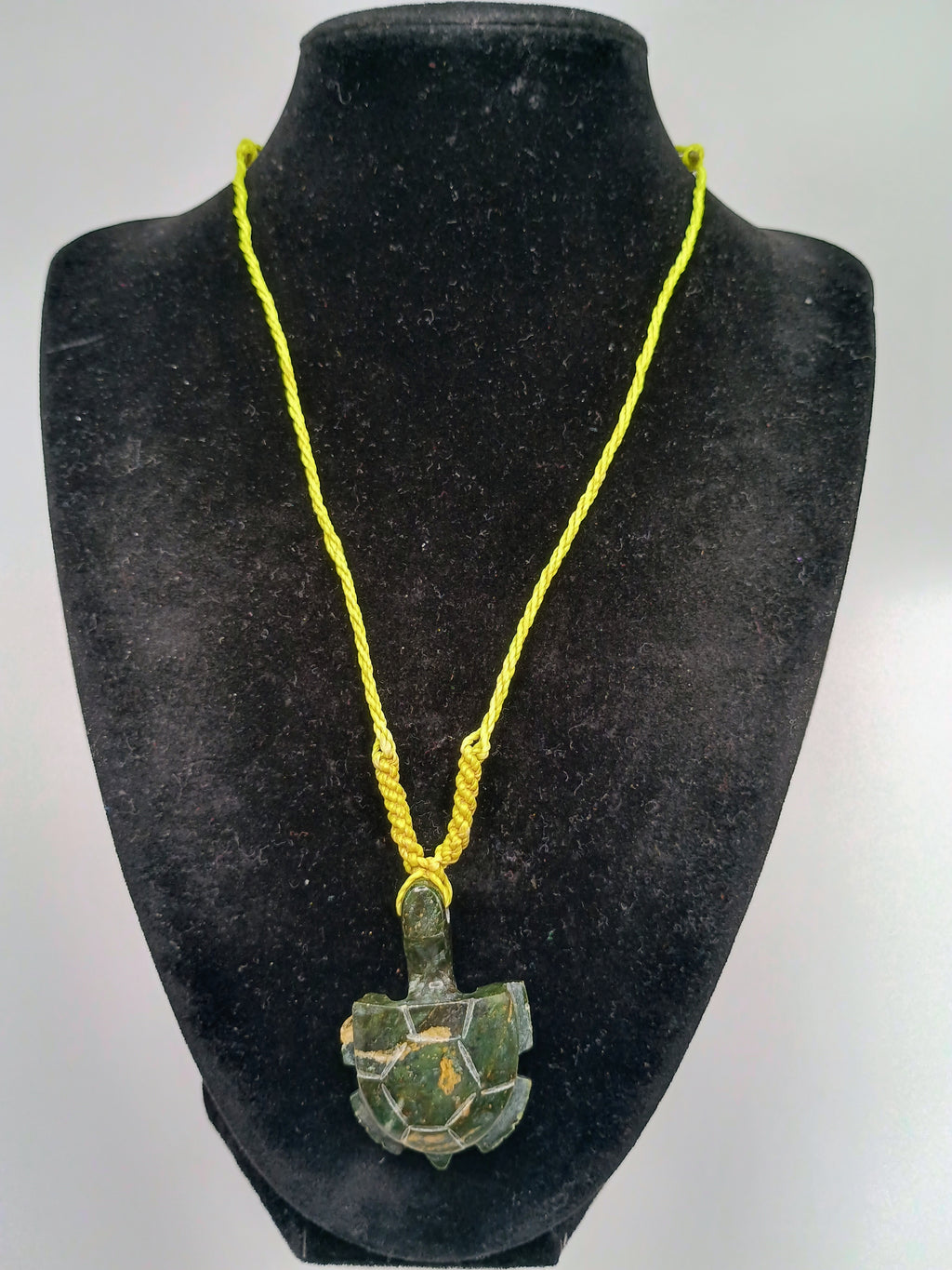 Turtle Necklace with Natural Serpentine Stone, Handwoven Macrame Spiritual Amulet