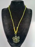 Turtle Necklace with Natural Serpentine Stone, Handwoven Macrame Spiritual Amulet