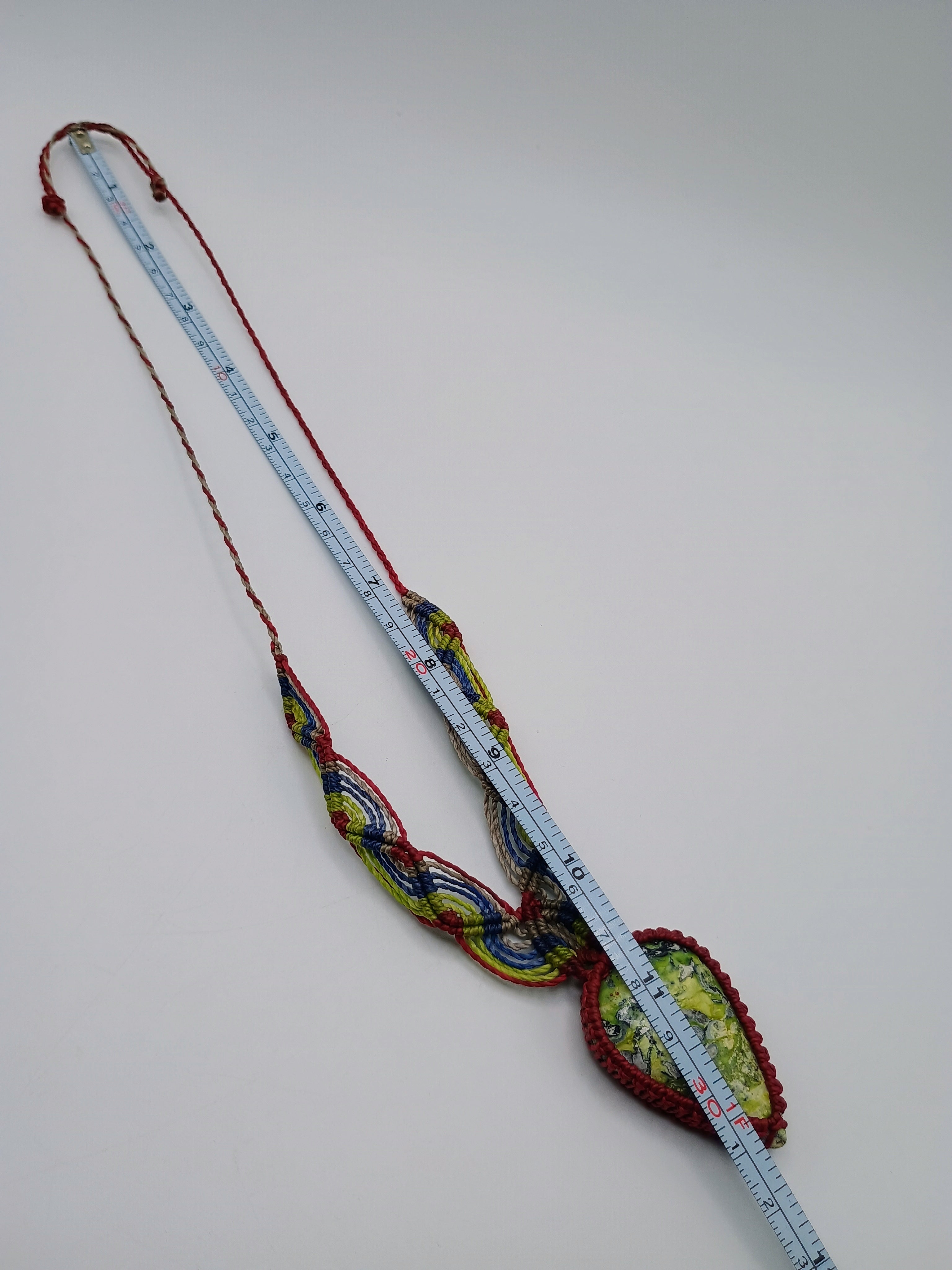 Handmade Macrame Necklace with Natural Jade Stone, Spiritual Amulet