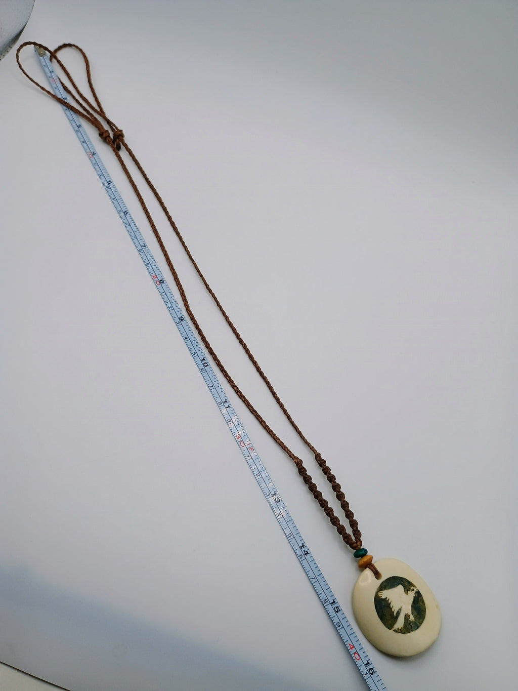 Handmade Macrame Necklace Eagle Amulet Mother of Pearl Shell
