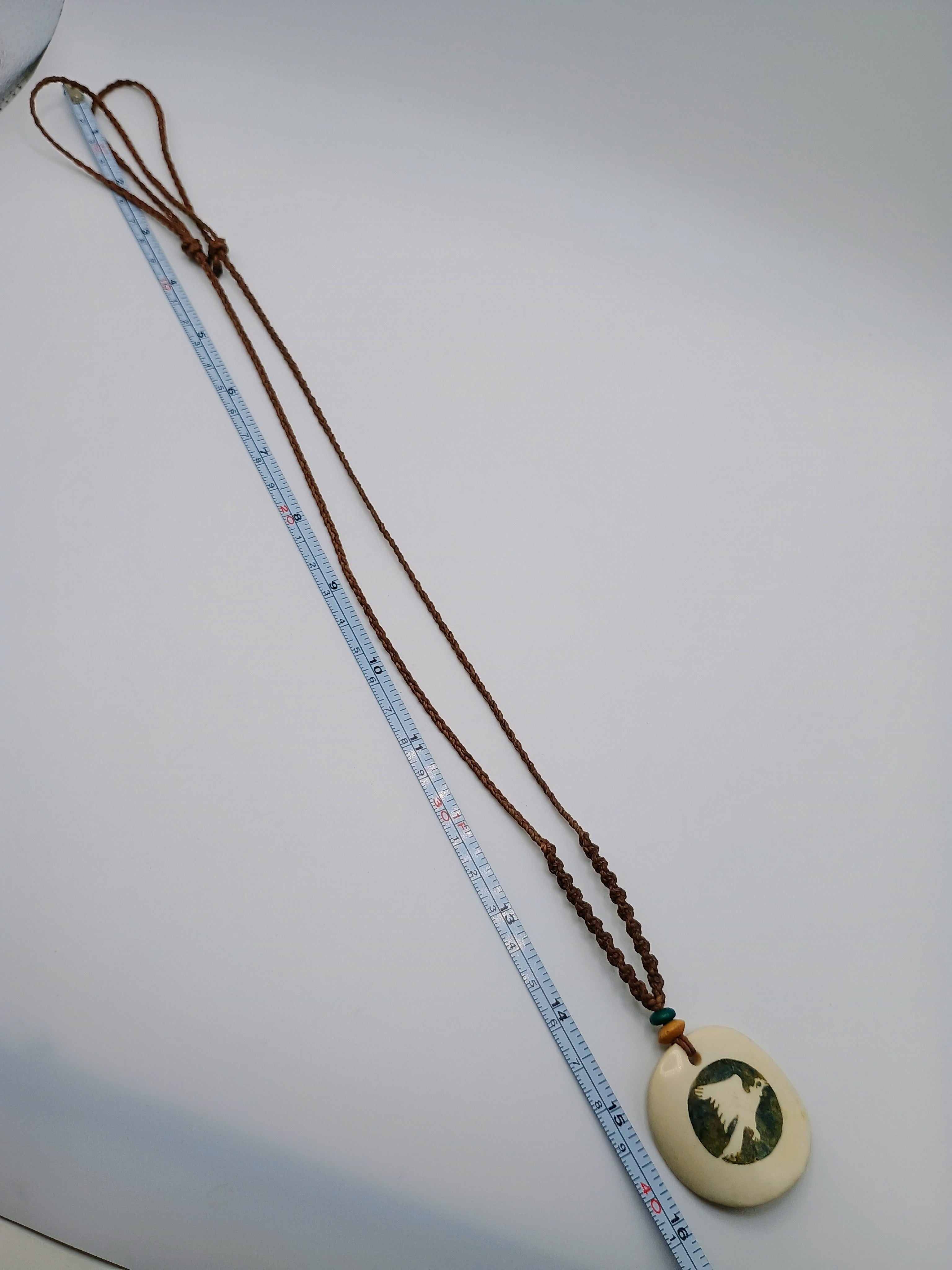 Handmade Macrame Necklace Eagle Amulet Mother of Pearl Shell