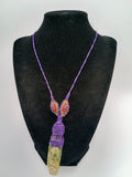 Macrame Necklace with Natural Green Stone, Hand-Woven Spiritual Amulet