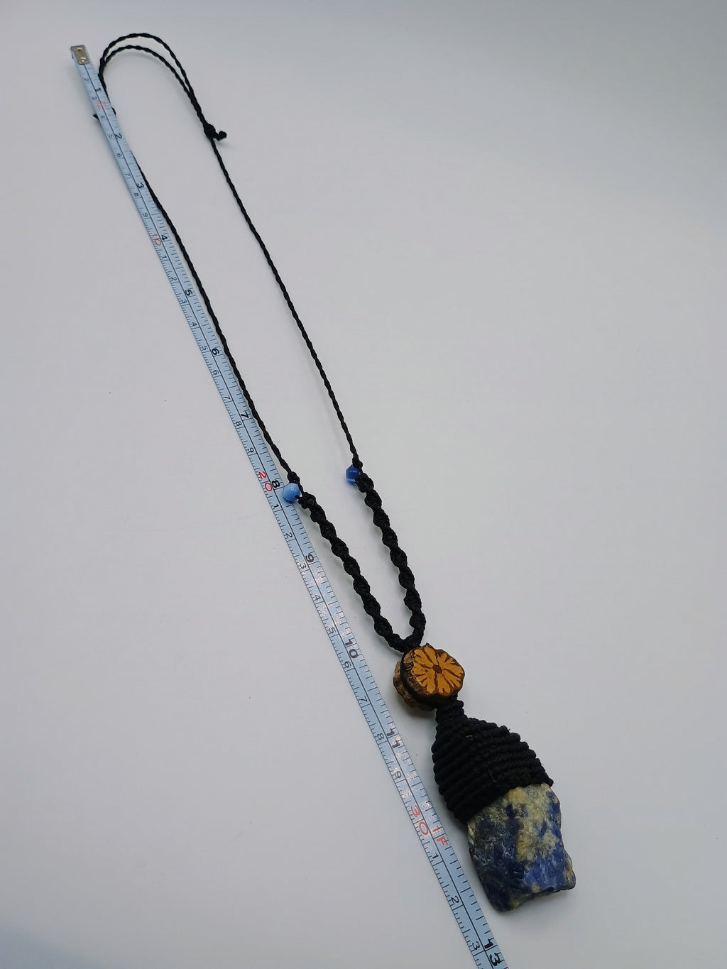Handmade Macrame Necklace, Natural Sodalite Amulet, Blue Natural Stone