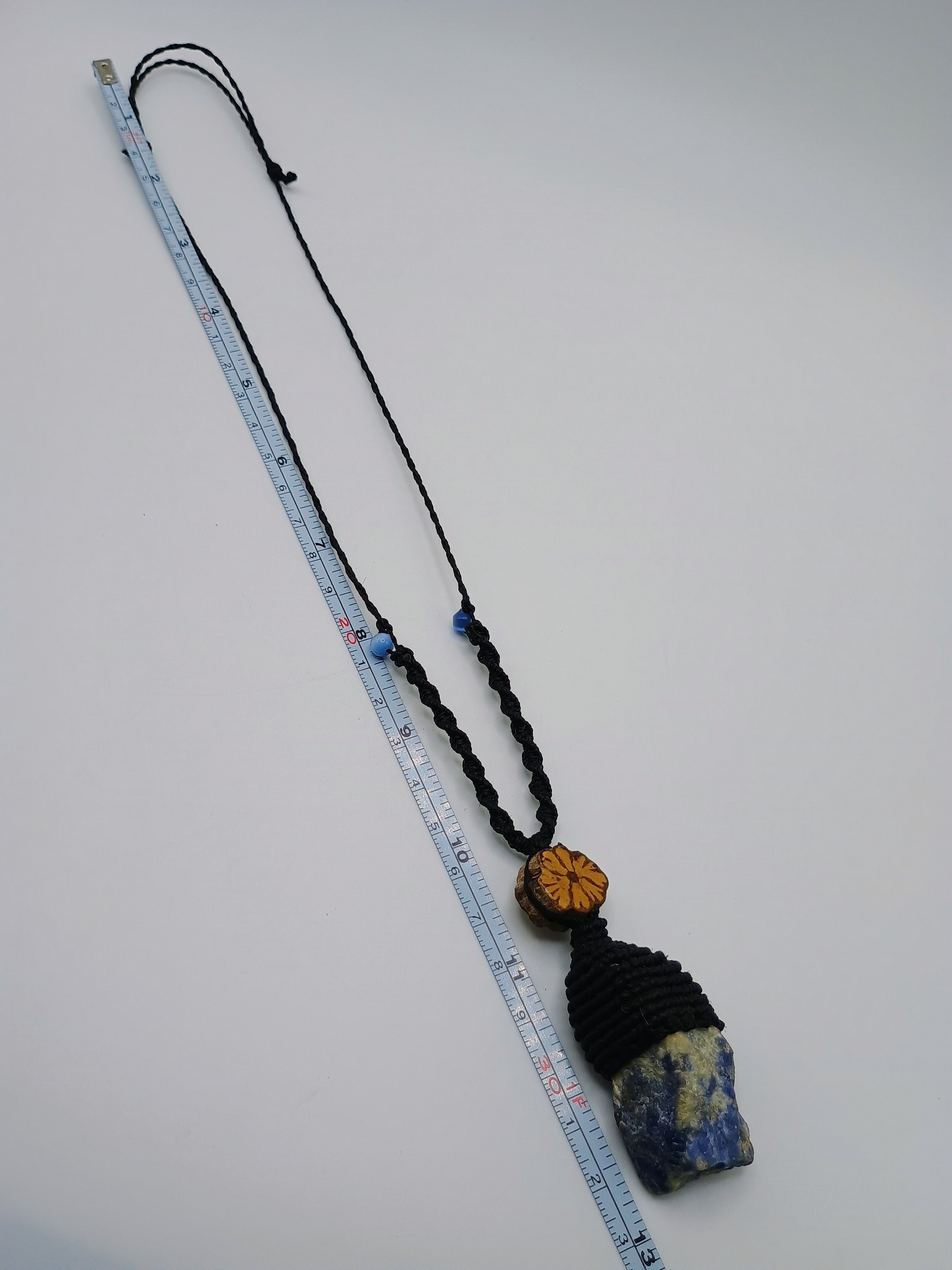 Handmade Macrame Necklace, Natural Sodalite Amulet, Blue Natural Stone