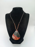 Natural Leopard Jasper Necklace Hand-Woven Pendant Amulet Protection Strength