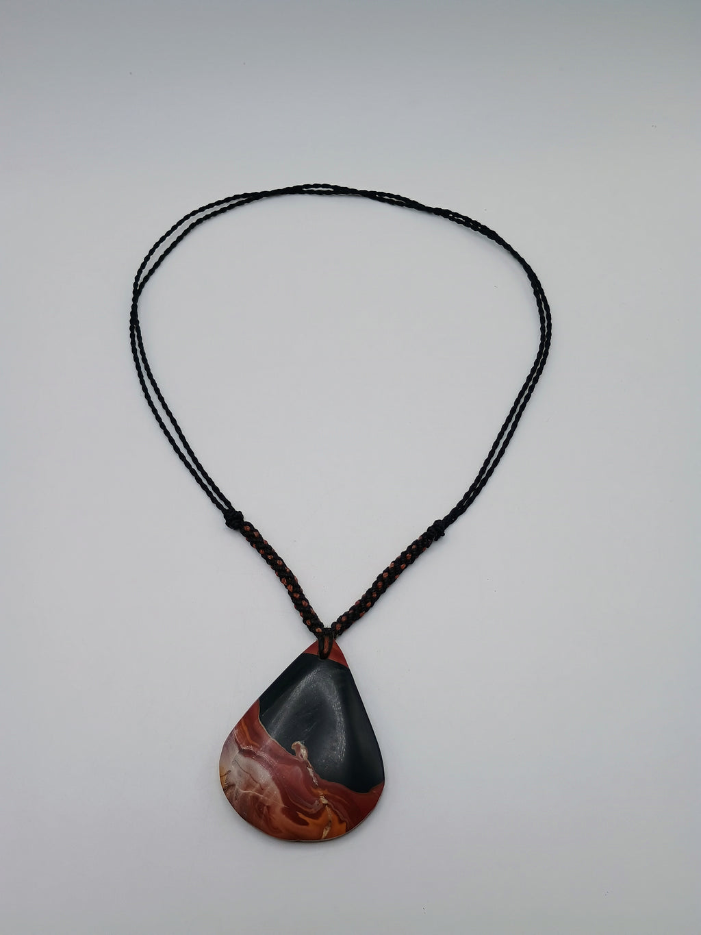Natural Leopard Jasper Necklace Hand-Woven Pendant Amulet Protection Strength