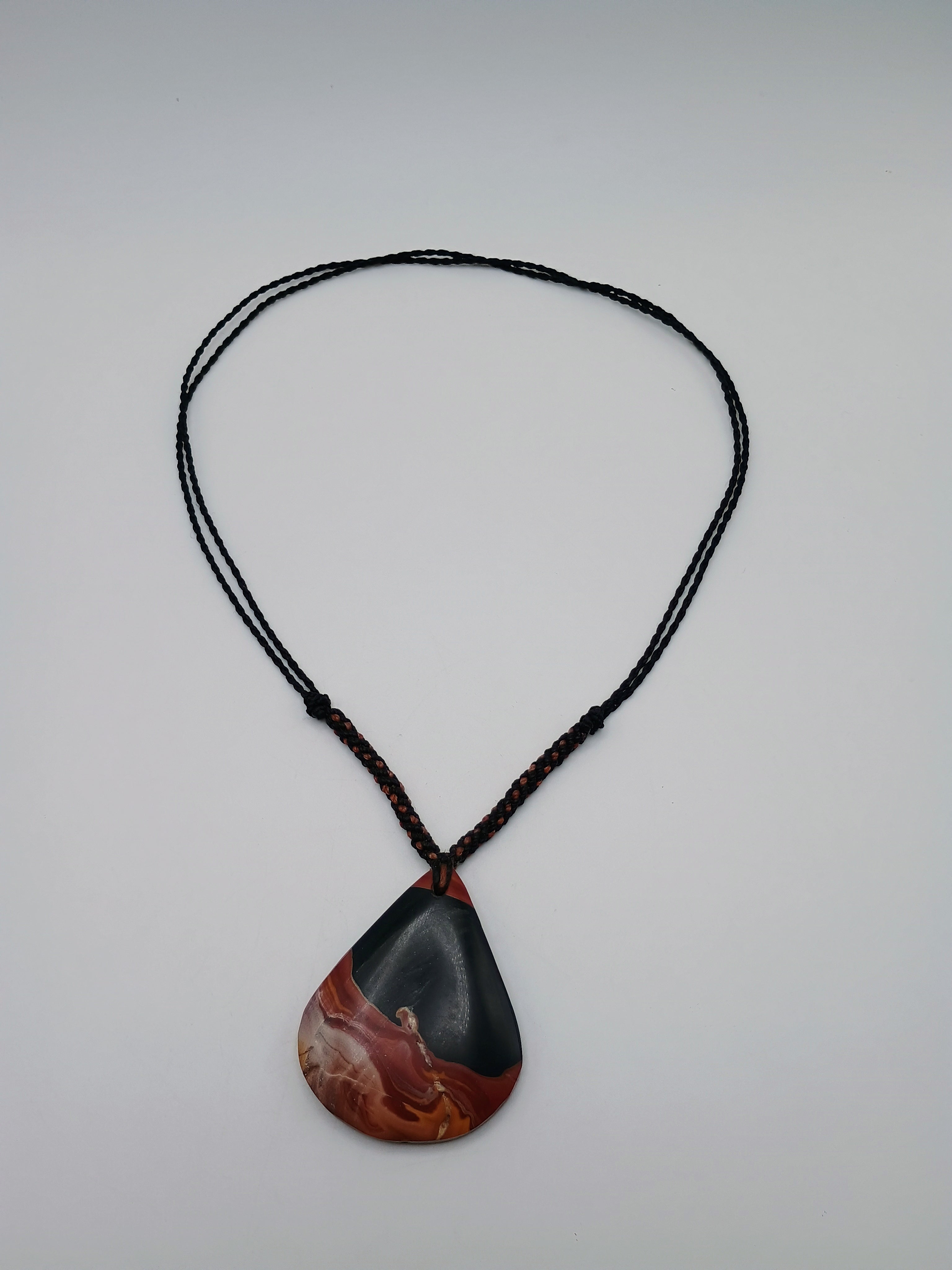 Natural Leopard Jasper Necklace Hand-Woven Pendant Amulet Protection Strength
