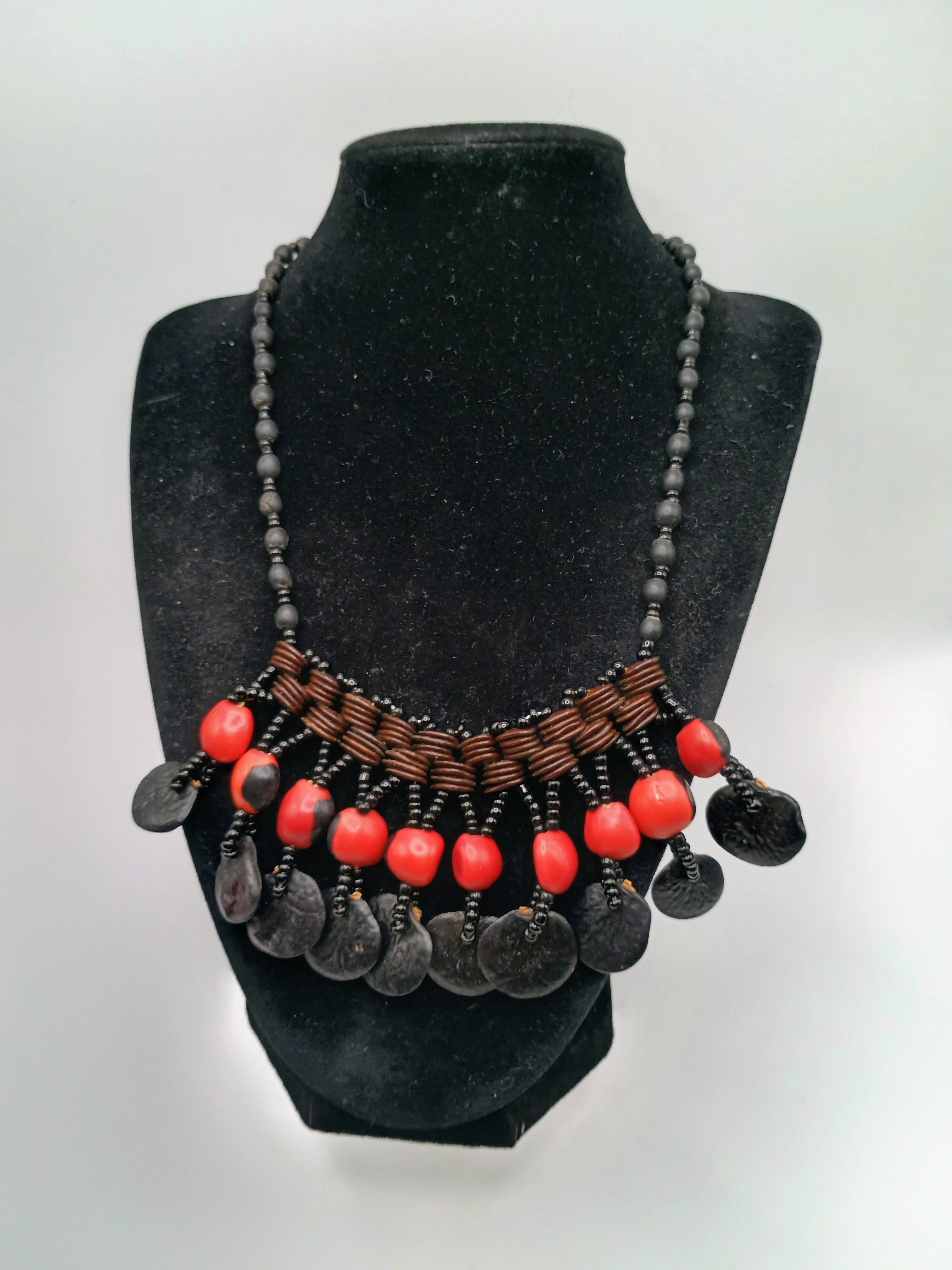 Shaman Necklace Handwoven with Natural Huayruro Seeds