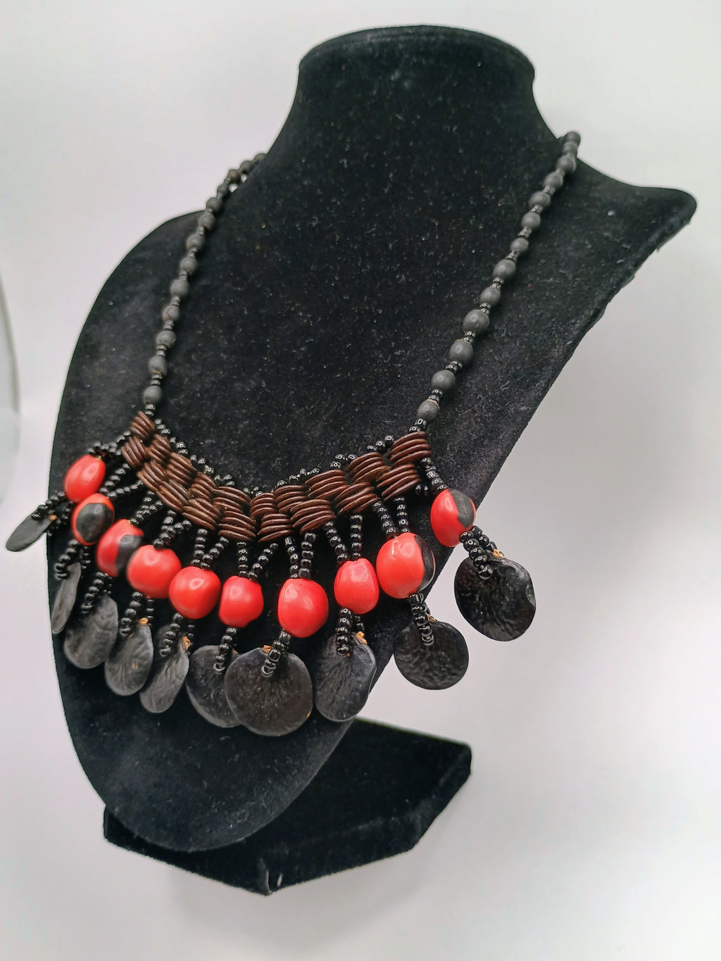 Shaman Necklace Handwoven with Natural Huayruro Seeds