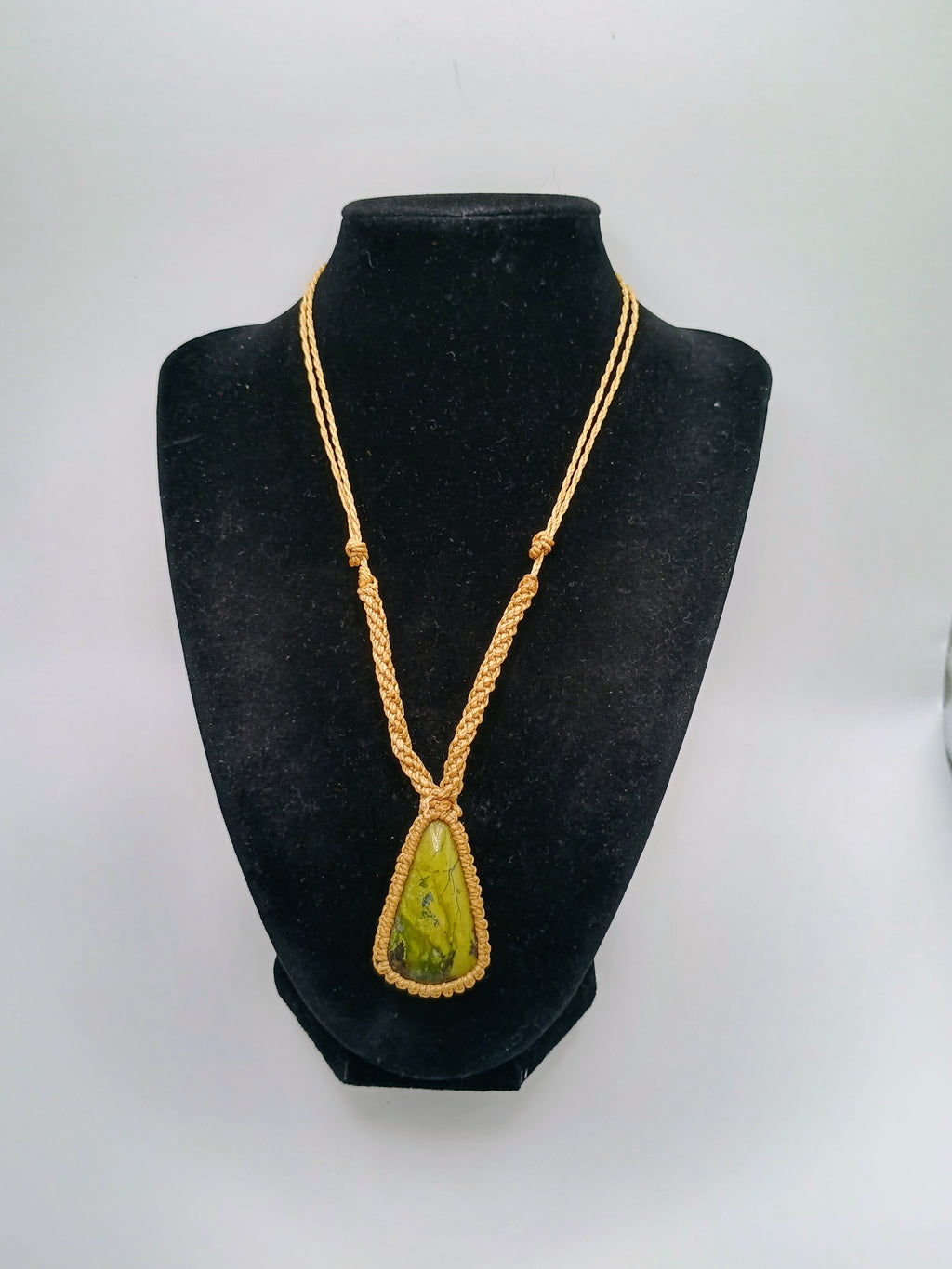 Handmade Macrame Necklace with Natural Serpentine Stone