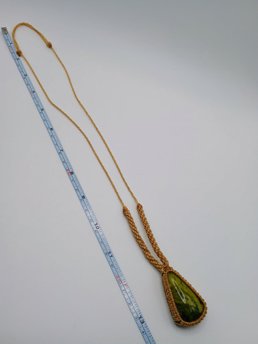 Handmade Macrame Necklace with Natural Serpentine Stone