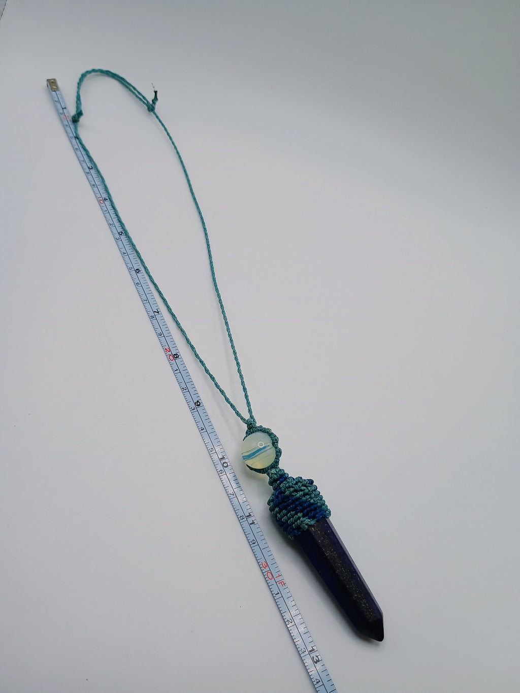 Natural Sodalite Macrame Necklace, Hand-Woven Spiritual Amulet