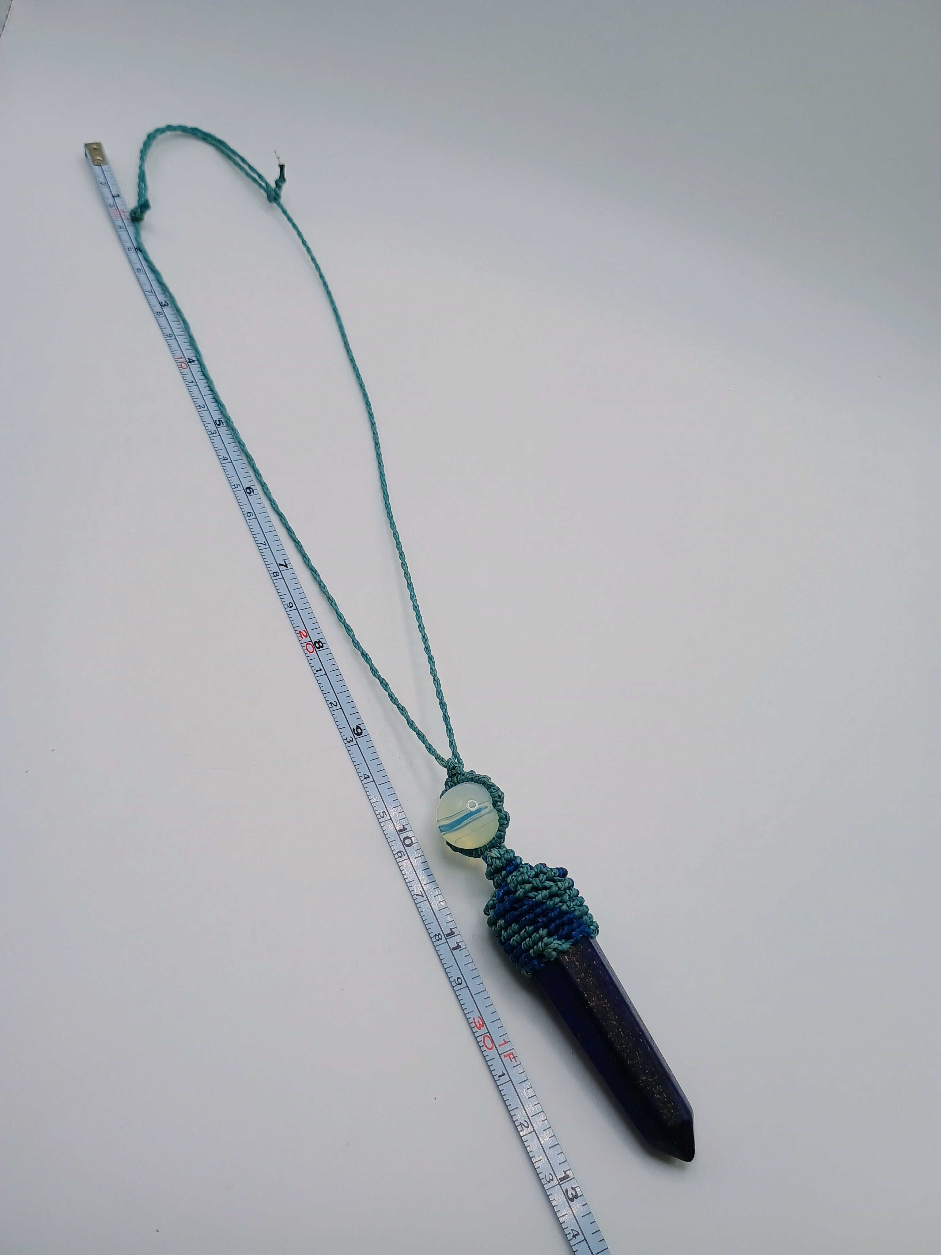 Natural Sodalite Macrame Necklace, Hand-Woven Spiritual Amulet