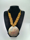 Macrame Necklace with Natural Mother-of-Pearl, Handmade Spiritual Amulet