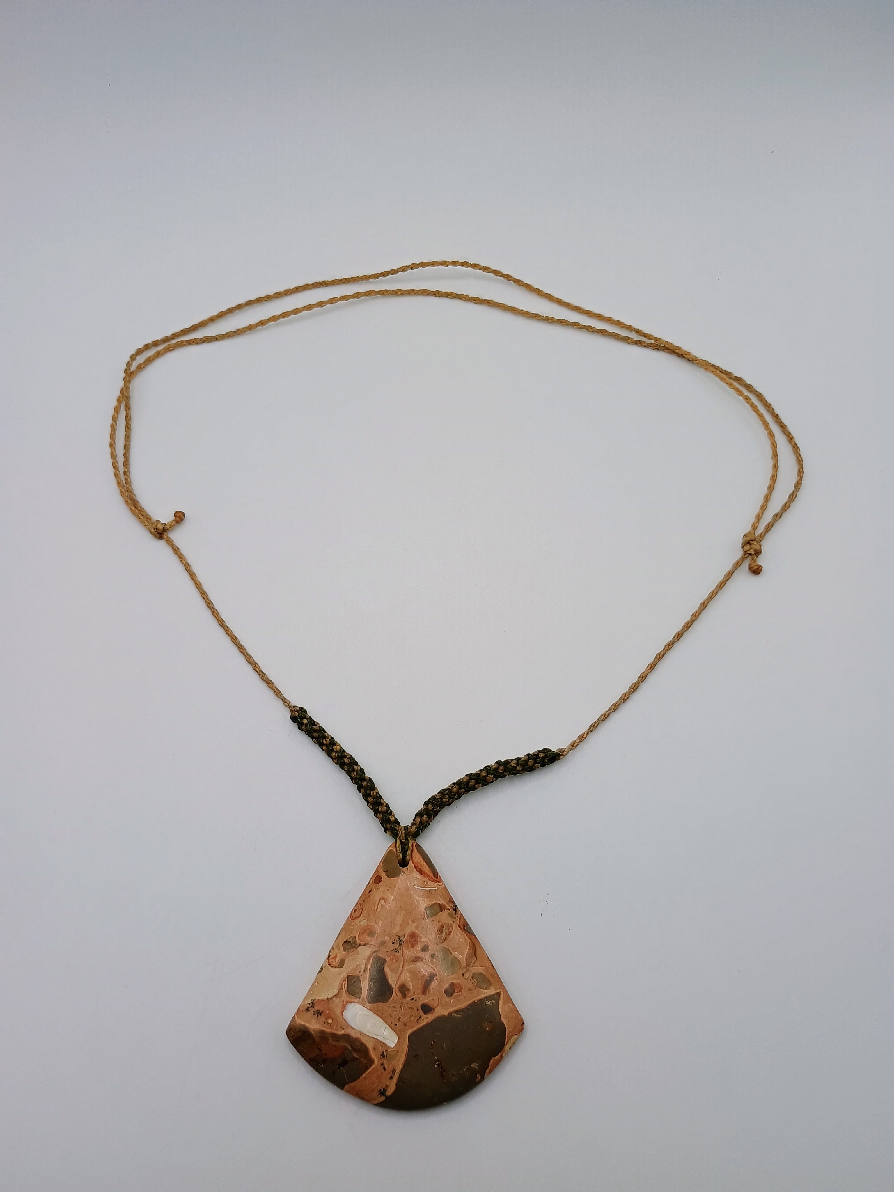 Natural Leopard Print Necklace, Handwoven Macrame Spiritual Amulet