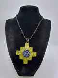 Chakana Andean Cross Serpentine Sodalite Alpaca Necklace