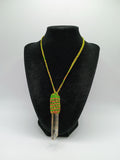 Unisex Necklace Crystal Quartz Hand Woven Macrame.
