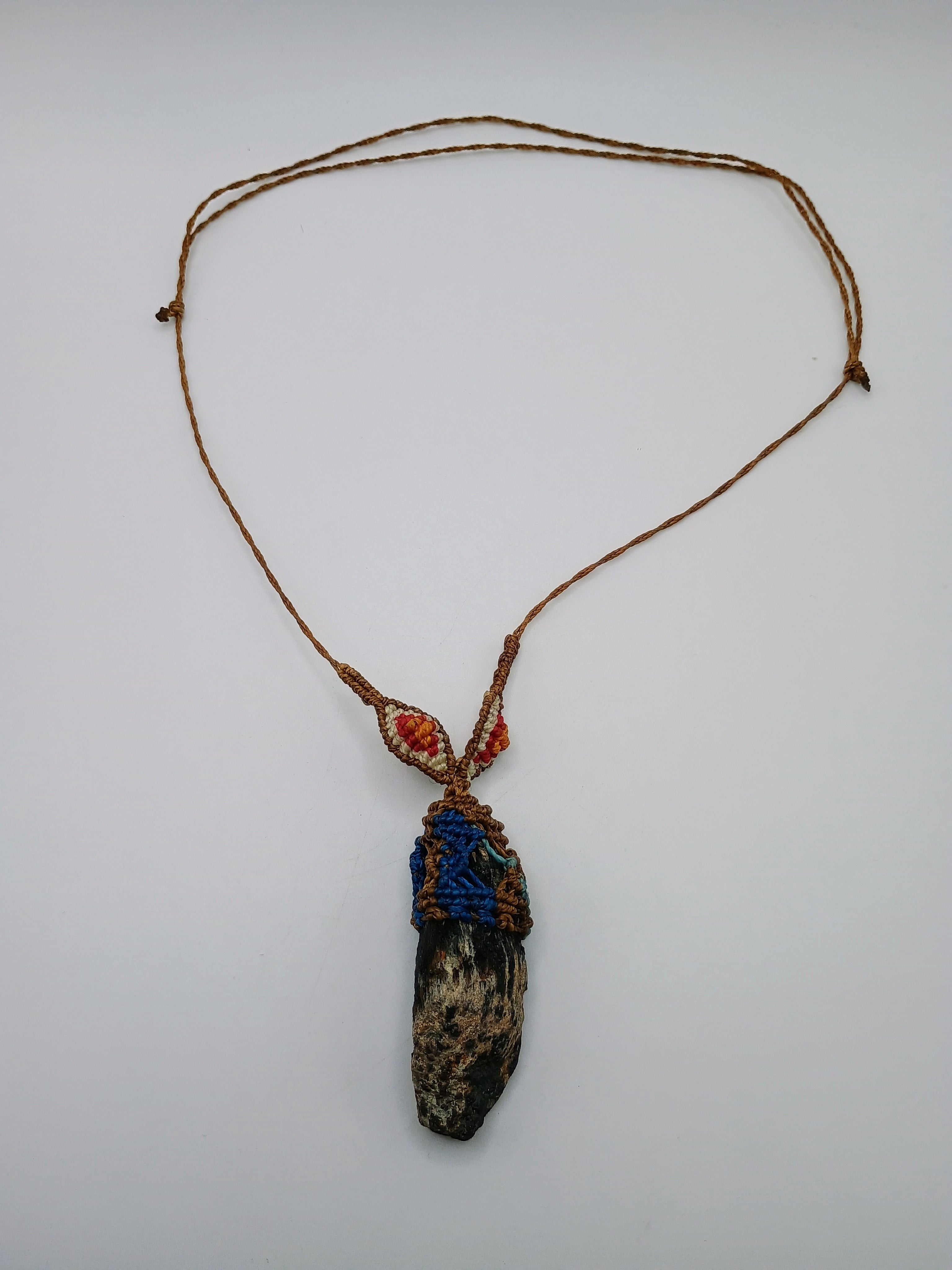 Macrame Necklace with Natural Tourmaline Stone Amulet for Spiritual Protection