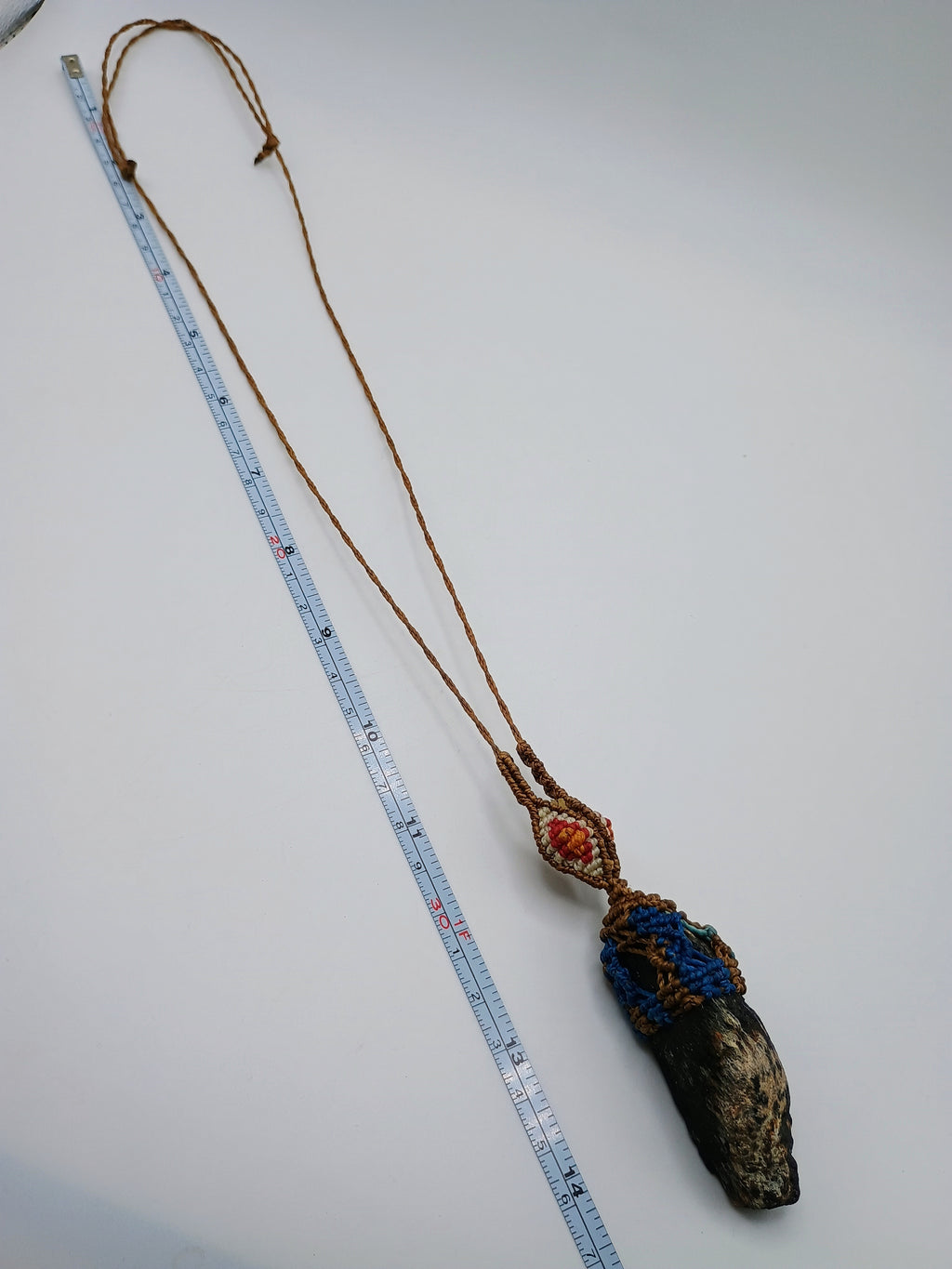Macrame Necklace with Natural Tourmaline Stone Amulet for Spiritual Protection