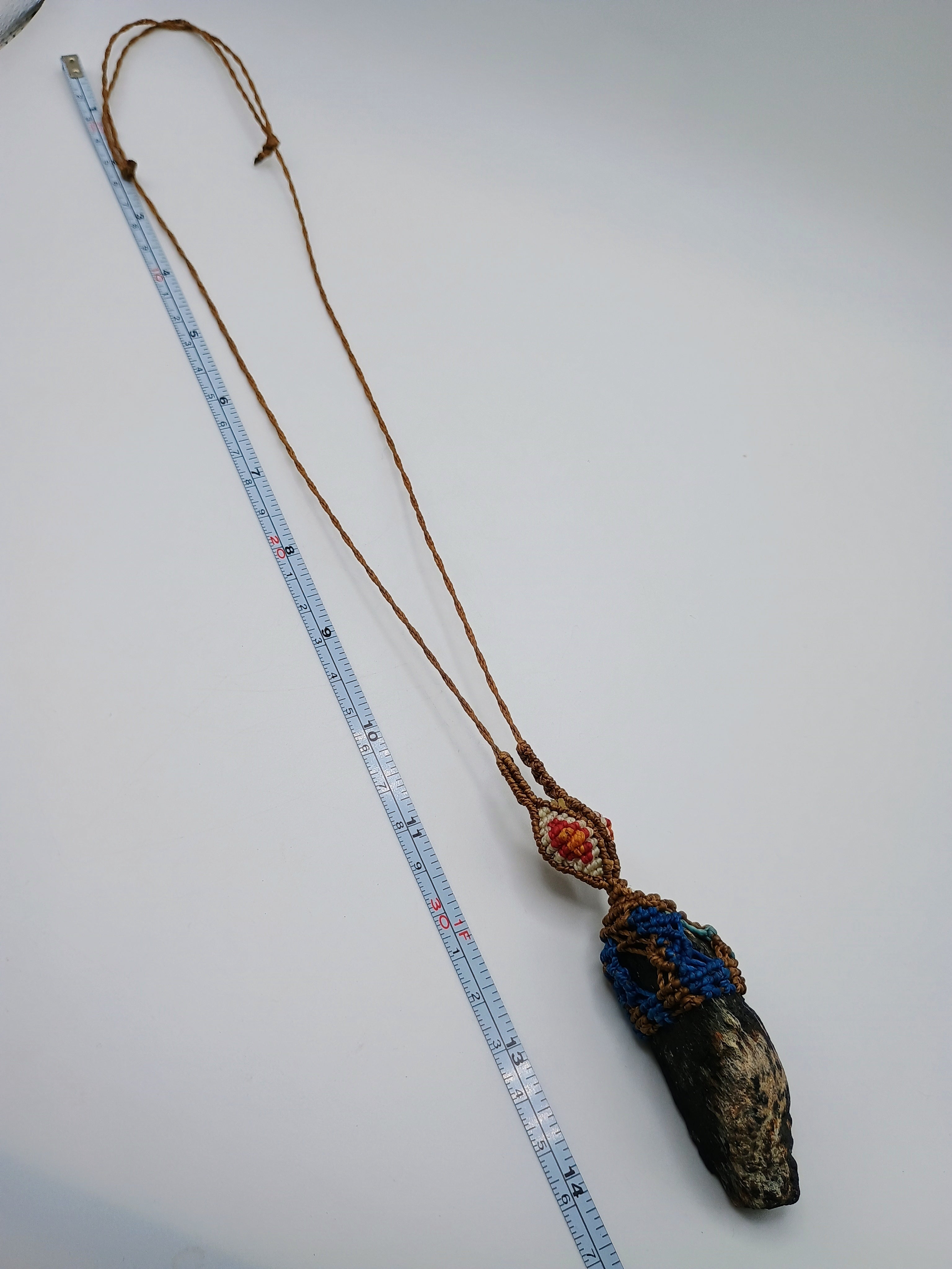 Macrame Necklace with Natural Tourmaline Stone Amulet for Spiritual Protection