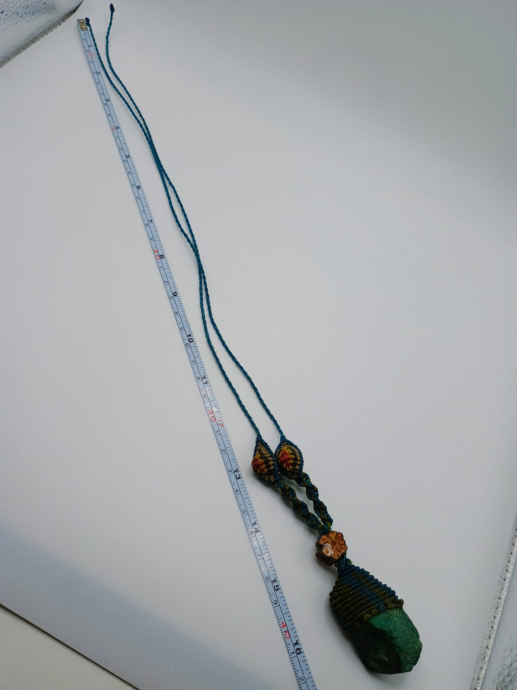 Handmade Macrame Necklace with Natural Stone and Spiritual Amulet