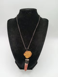 Macrame Necklace with Ayahuasca Flower and Natural Stone, Spiritual Amulet