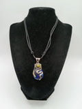 Lapis Lazuli Necklace, Natural Stone, 950 Sterling Silver, Adjustable Cord