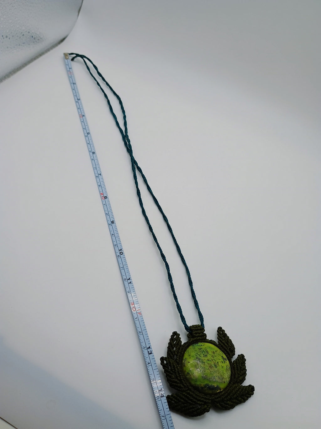 Macrame Necklace with Natural Serpent Stone, Handmade Spiritual Amulet