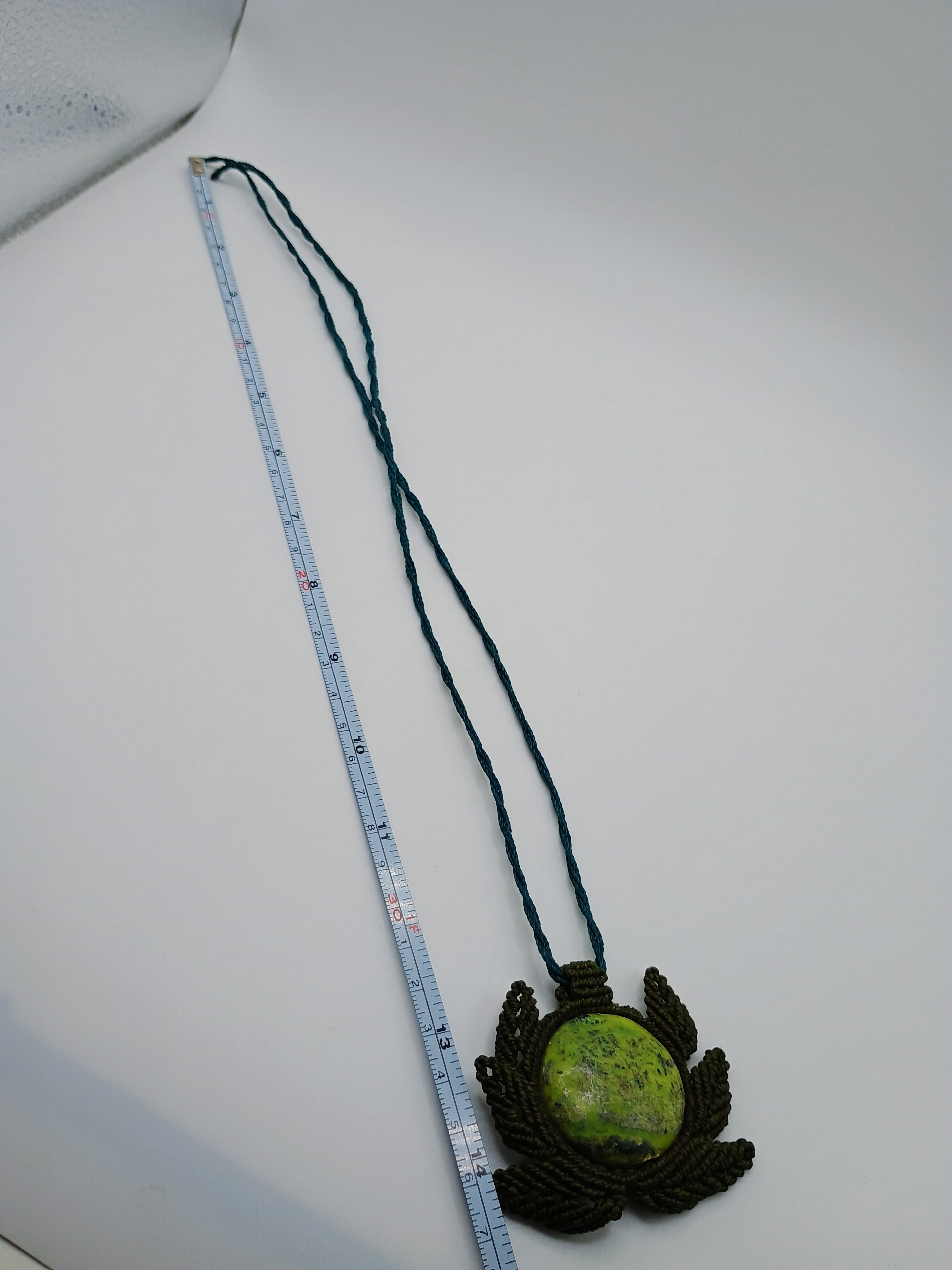 Macrame Necklace with Natural Serpent Stone, Handmade Spiritual Amulet