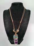 Handmade Macrame Amethyst Necklace, Spiritual Amulet, Natural Stone