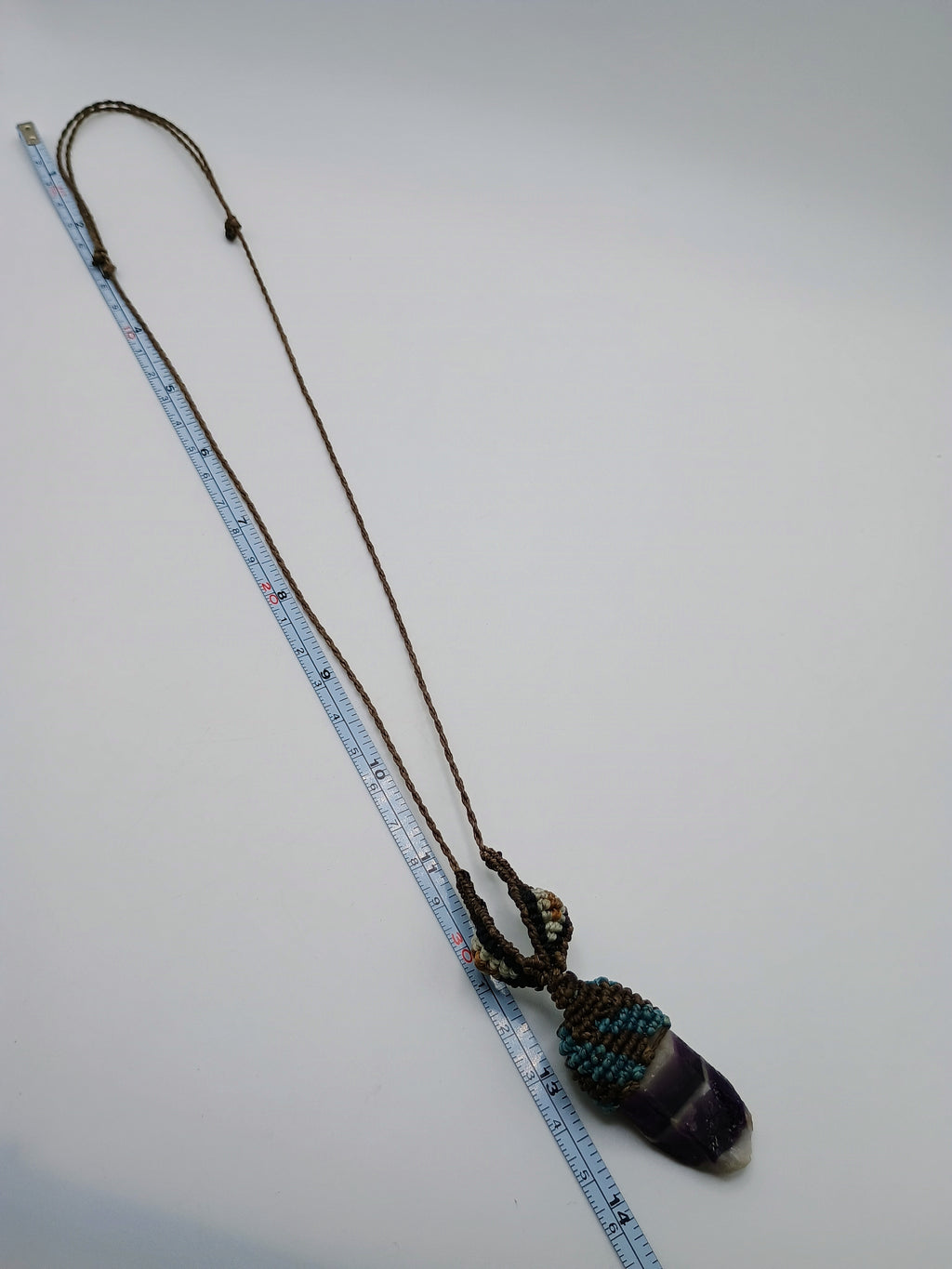 Handmade Macrame Amethyst Necklace, Spiritual Amulet, Natural Stone