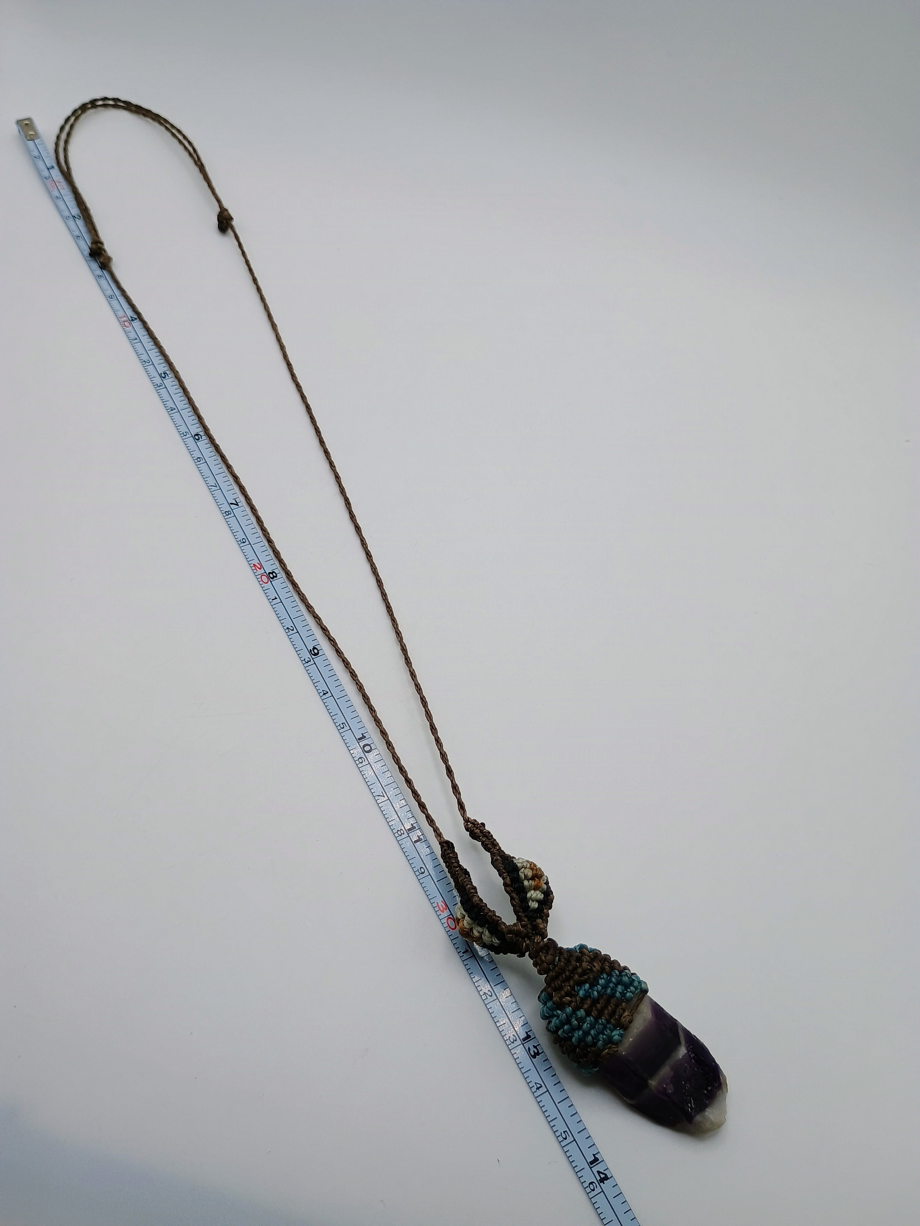 Handmade Macrame Amethyst Necklace, Spiritual Amulet, Natural Stone