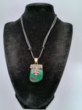 Owl Necklace in 950 Sterling Silver with Natural Stone and Spiritual Amulet