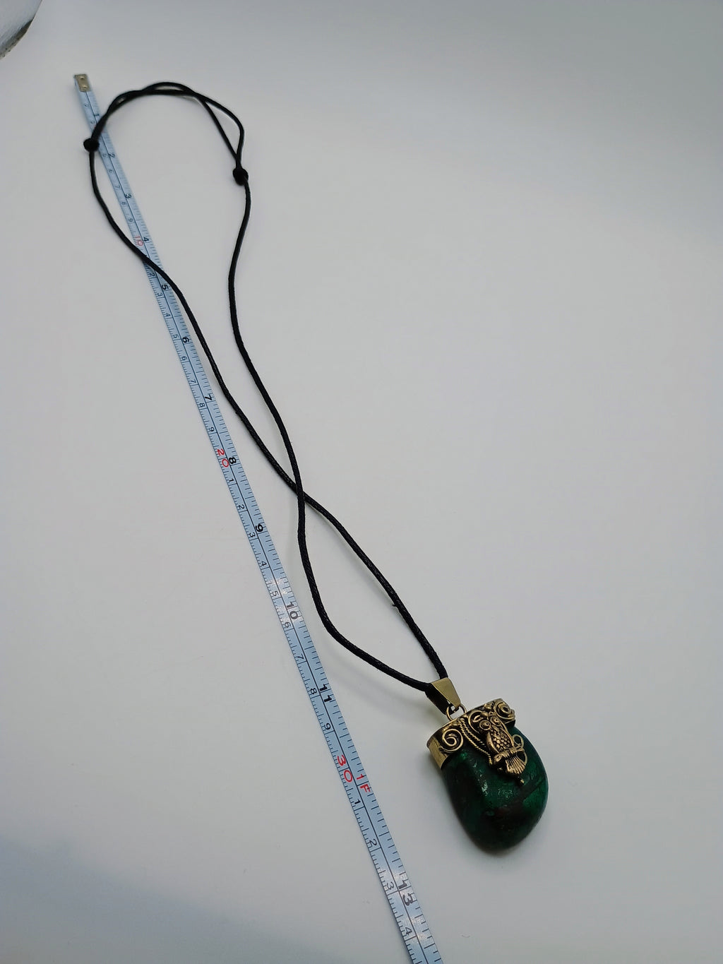 Owl Necklace in 950 Sterling Silver with Natural Stone and Spiritual Amulet