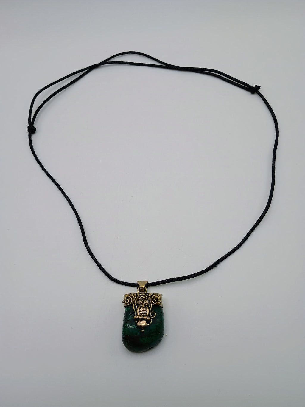 Owl Necklace in 950 Sterling Silver with Natural Stone and Spiritual Amulet