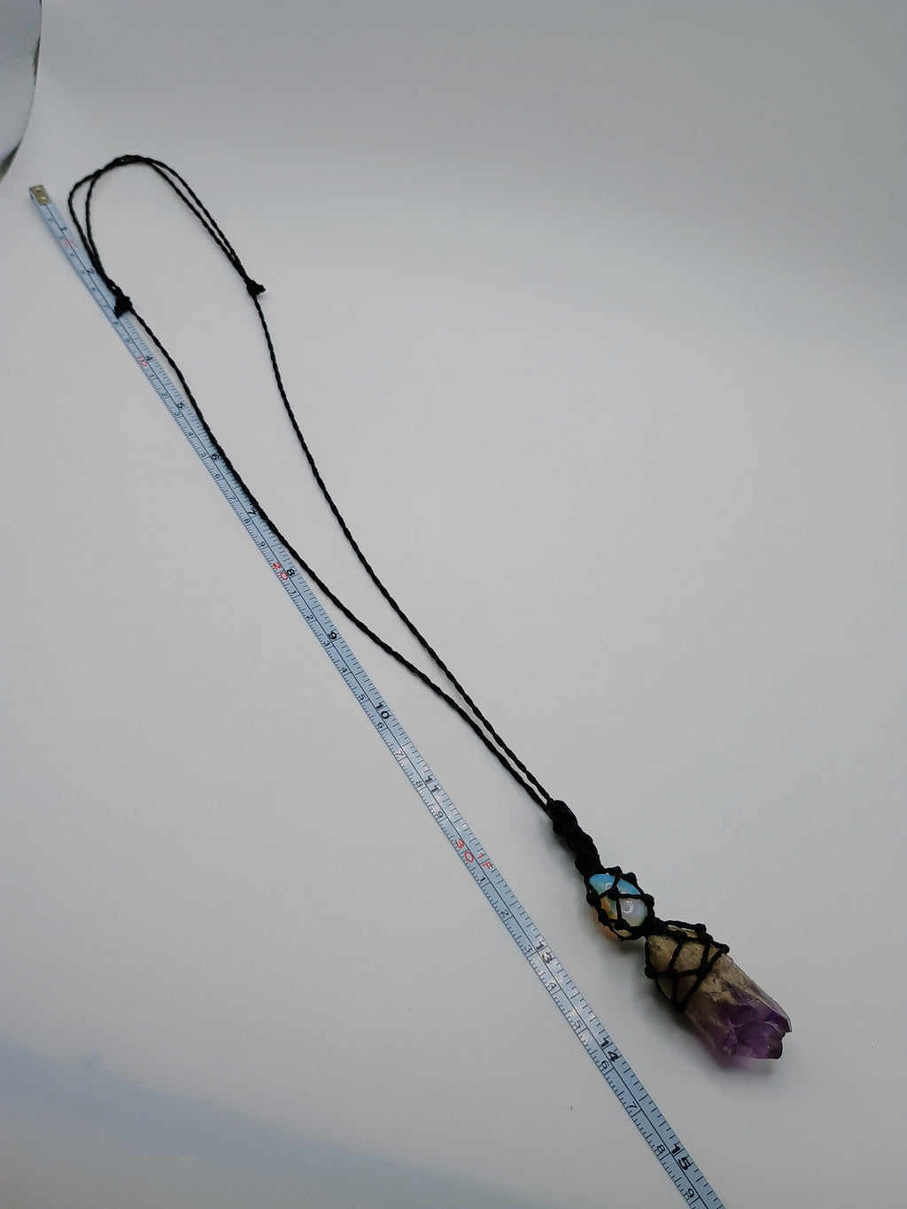 Handmade Macrame Necklace with Moonstone Quartz, Peruvian Craftsmanship