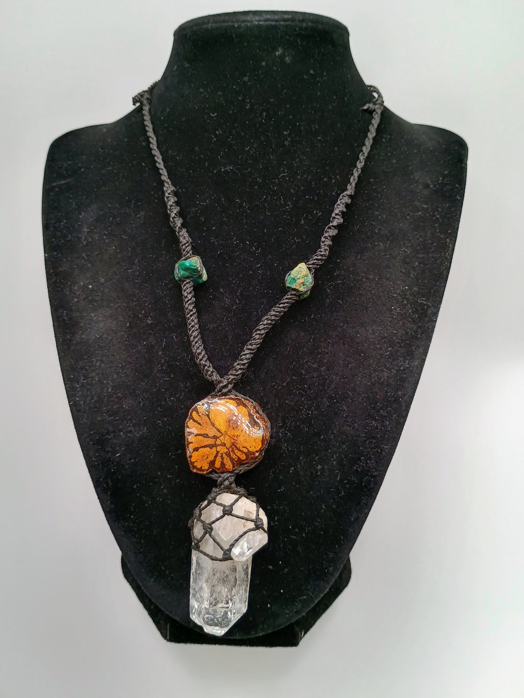 Ayahuasca Flower Necklace Quartz Crystal Spiritual Amulet Handmade