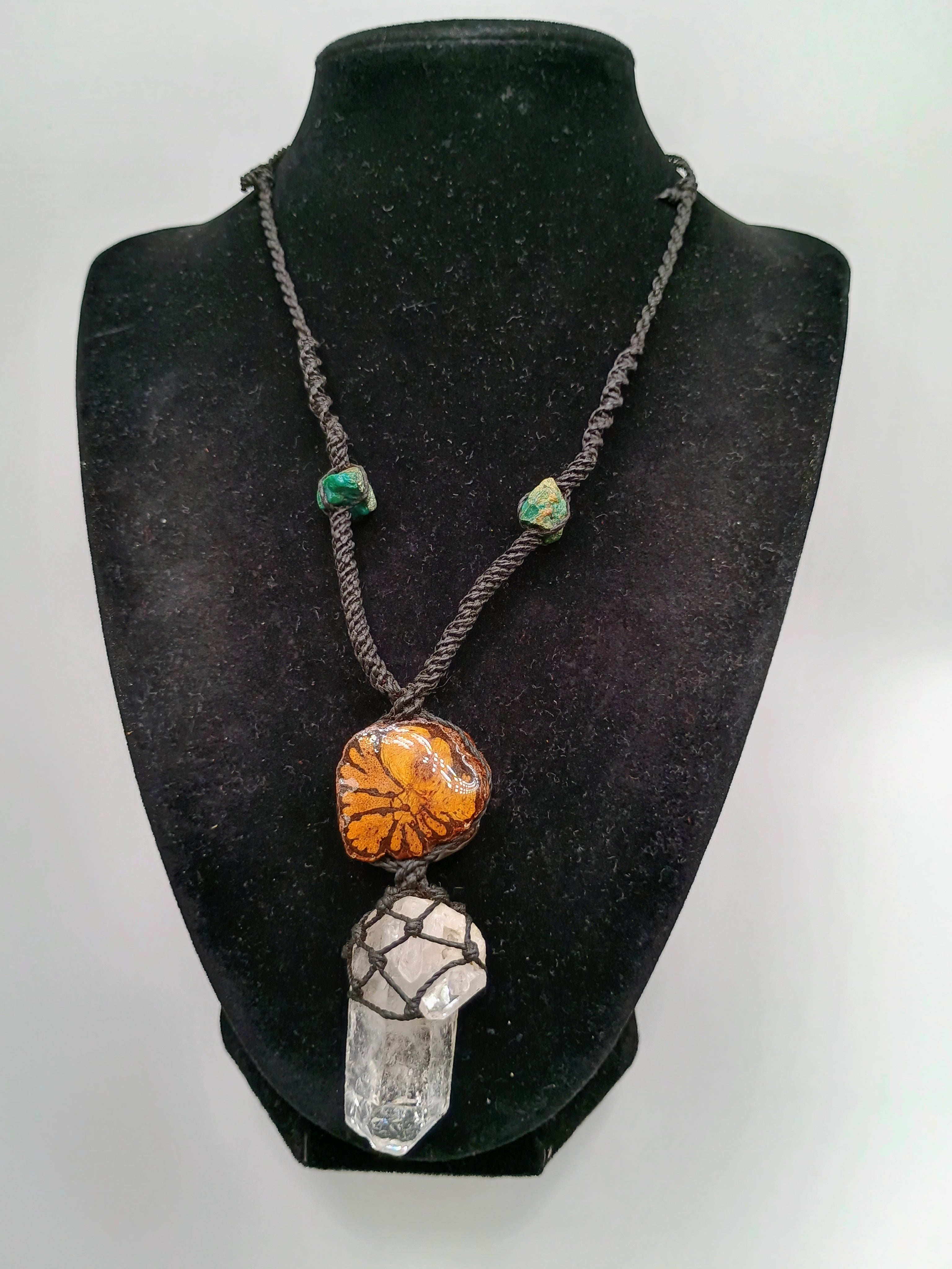 Ayahuasca Flower Necklace Quartz Crystal Spiritual Amulet Handmade
