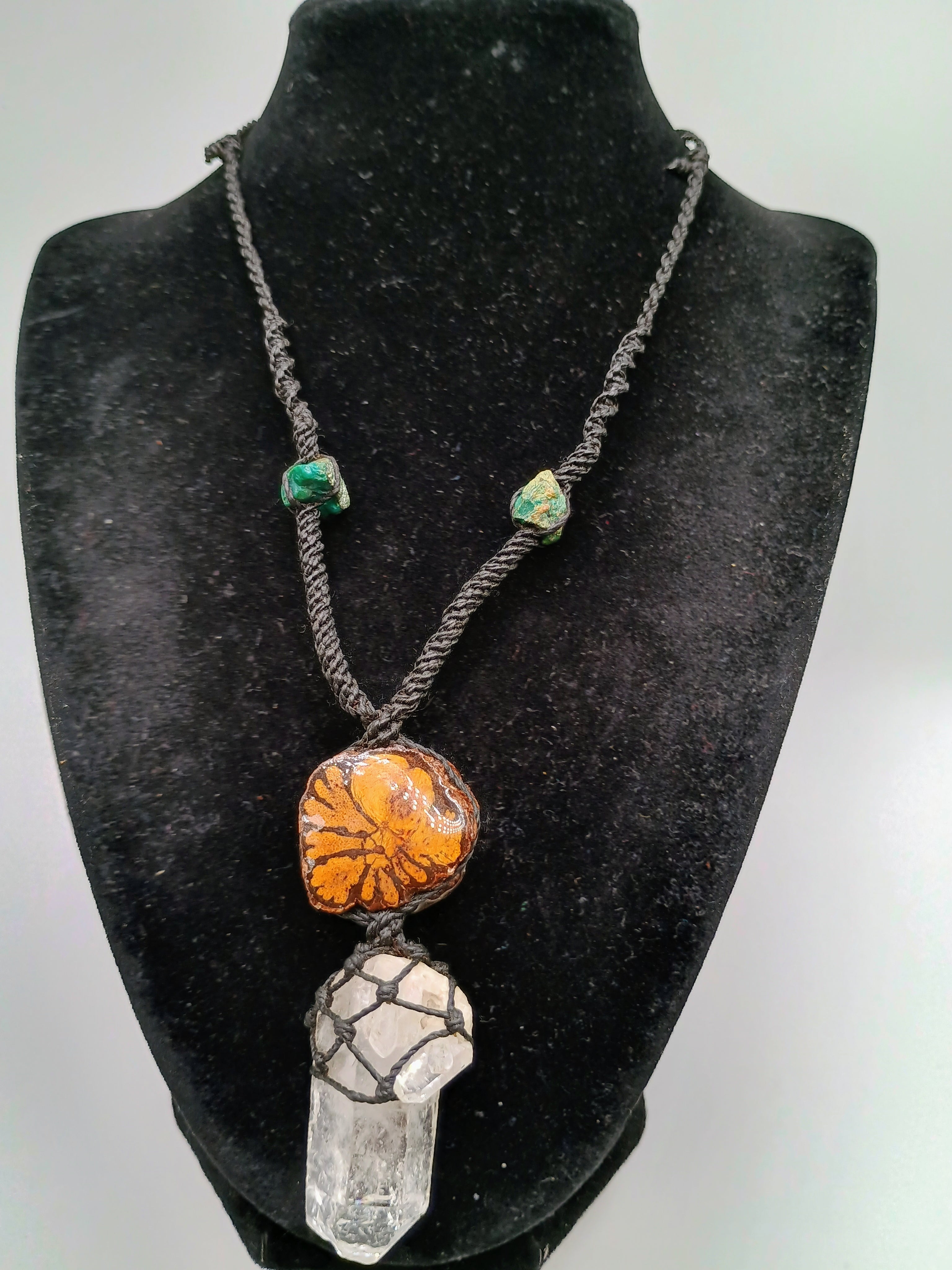 Ayahuasca Flower Necklace Quartz Crystal Spiritual Amulet Handmade