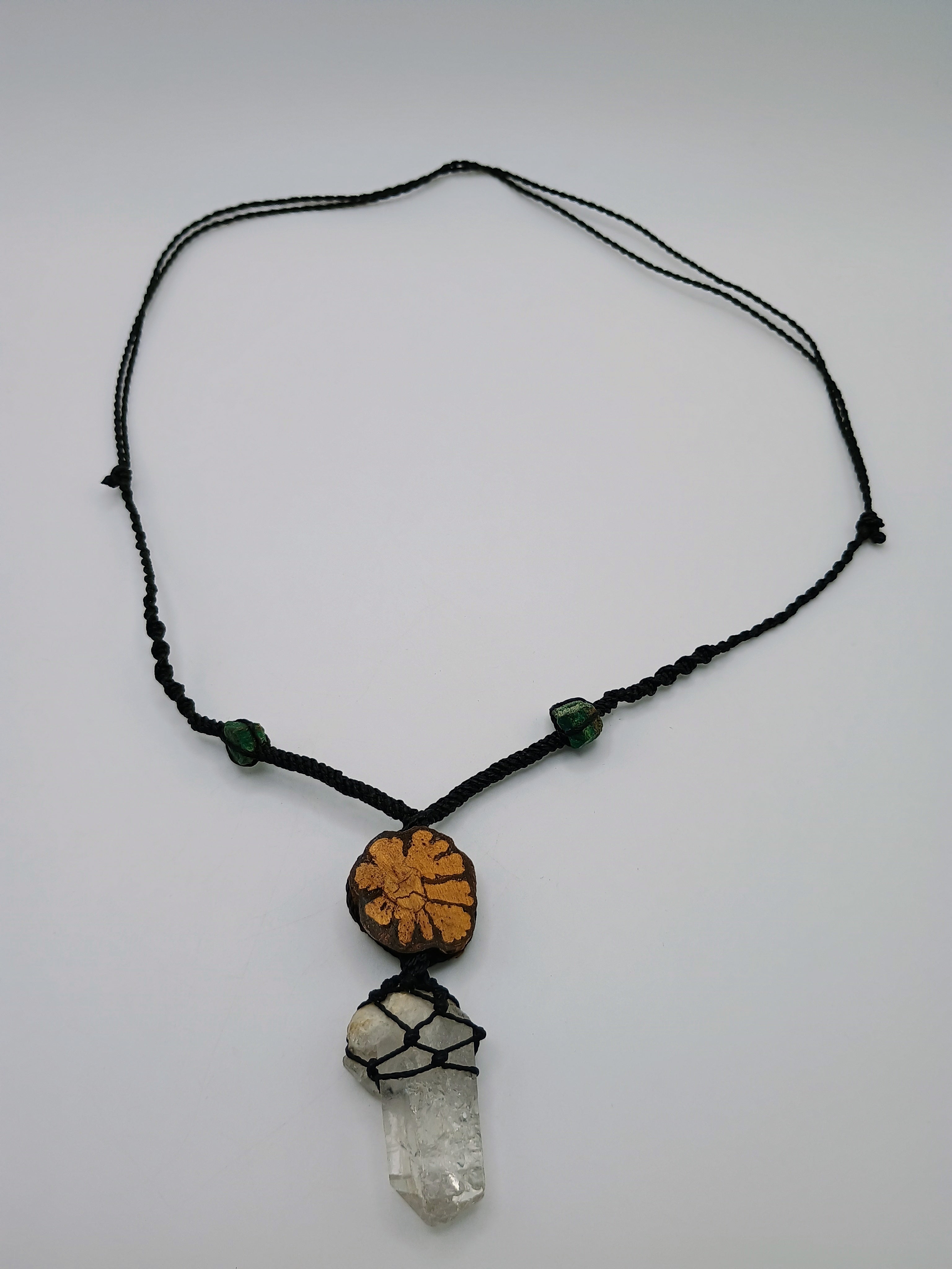 Ayahuasca Flower Necklace Quartz Crystal Spiritual Amulet Handmade