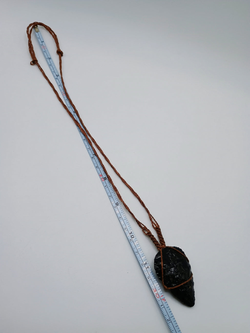Natural Black Onyx Macrame Necklace, Spiritual Protection Amulet