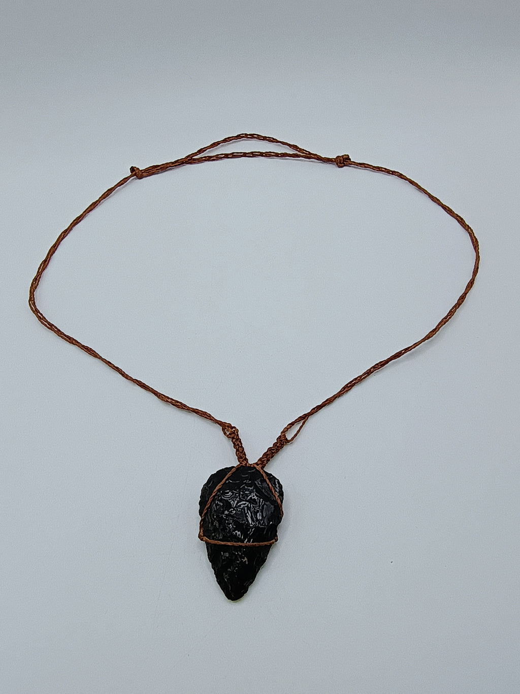 Natural Black Onyx Macrame Necklace, Spiritual Protection Amulet