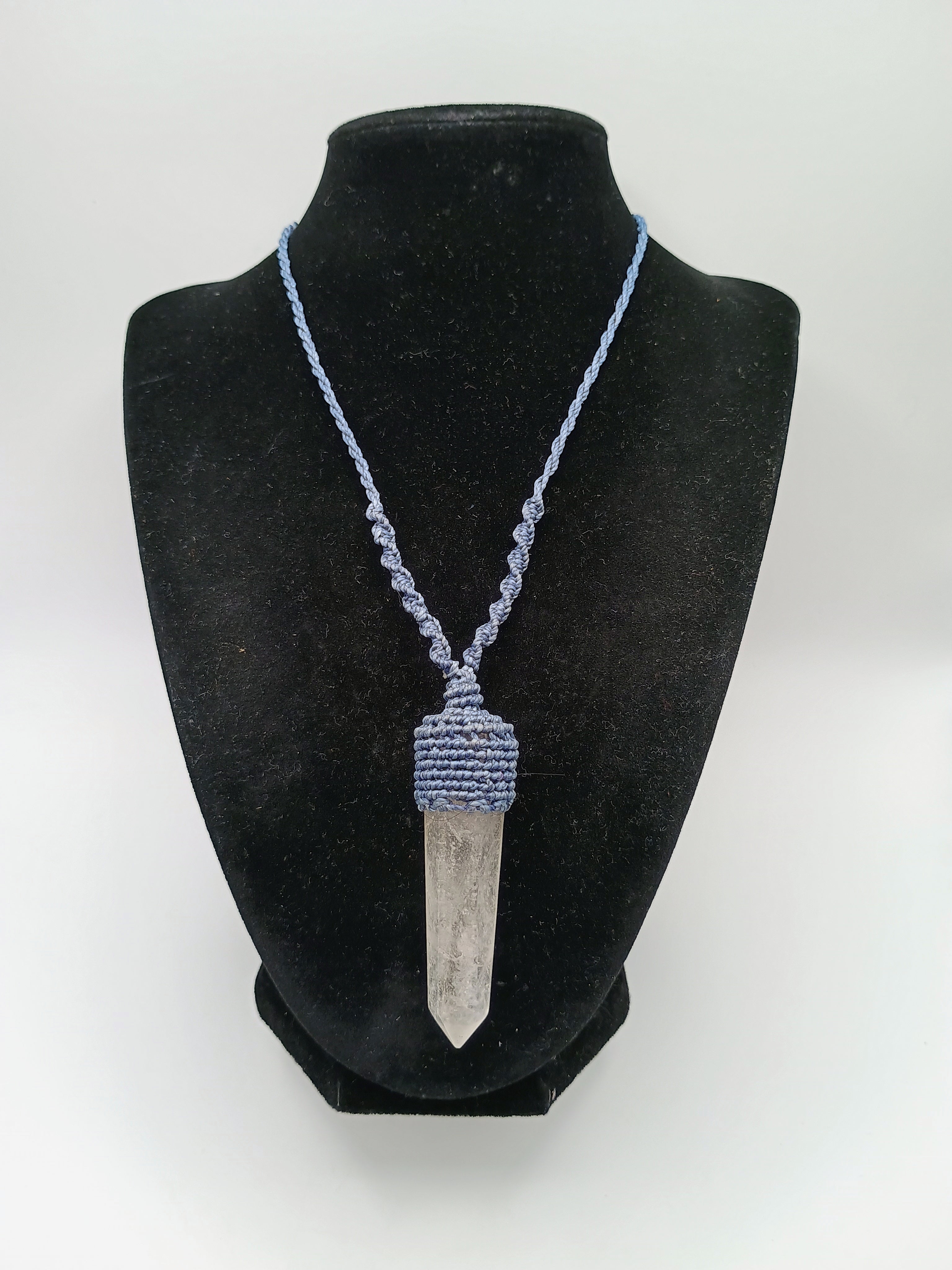 Natural Crystal Quartz Necklace Macrame Spiritual Amulet Healing Stone Clarity